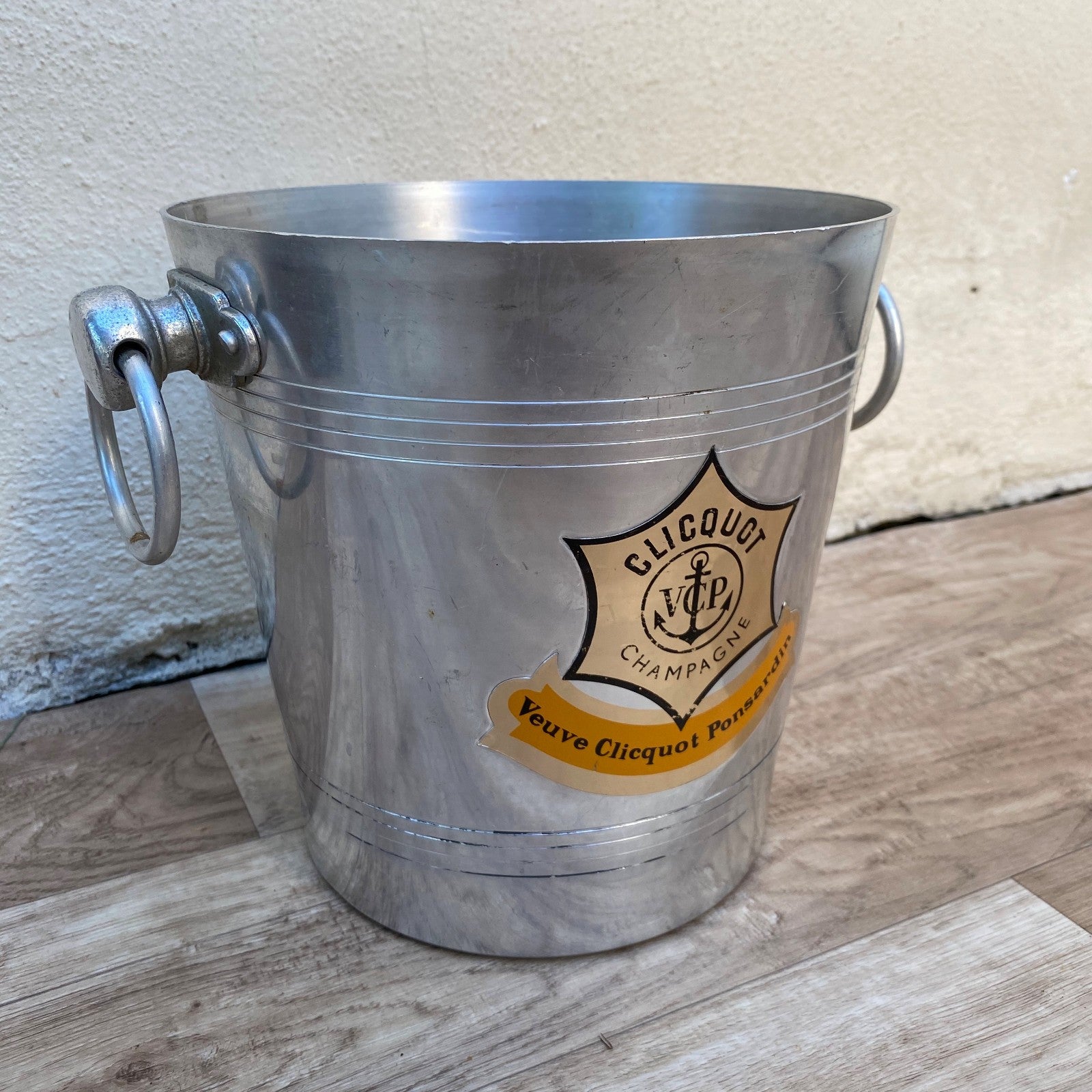 French Vintage Veuve Clicquot Champagne Ice Bucket Aluminum Cooler 04072610 Rothschild