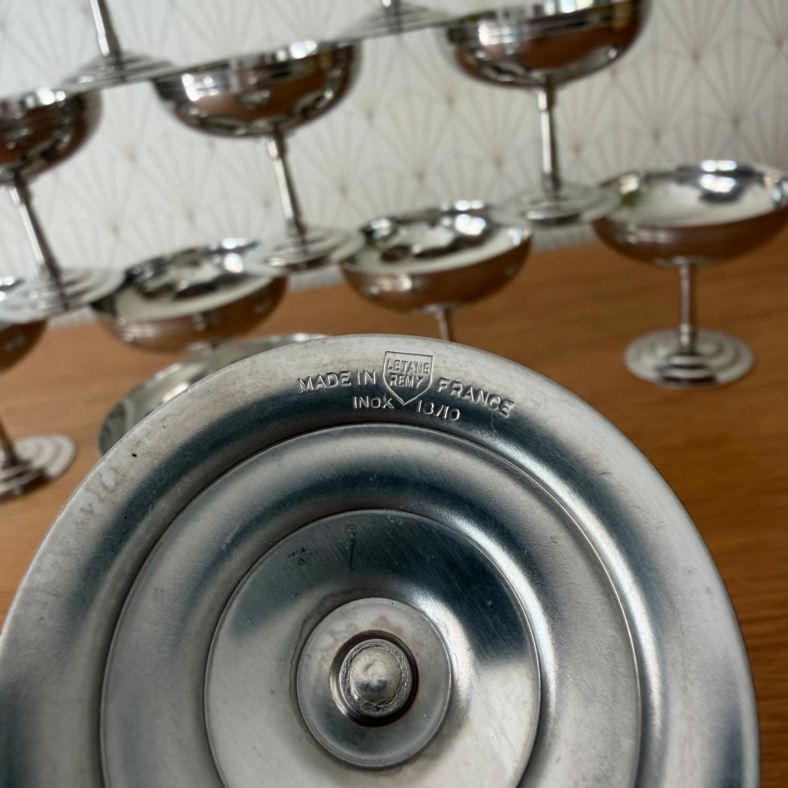 Vintage French Stainless Steel Champagne Coupes Set of 12 Letang Remi 2805262 Stainless