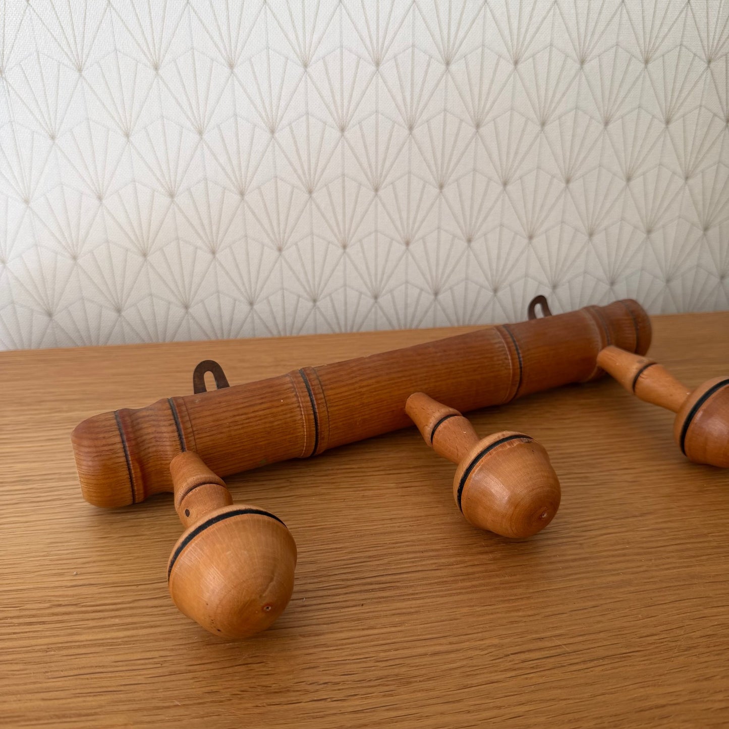 Antique Wooden French Coat Hook Hat 3 Pegs Hanger Faux Bamboo rack 2409251 Unbranded