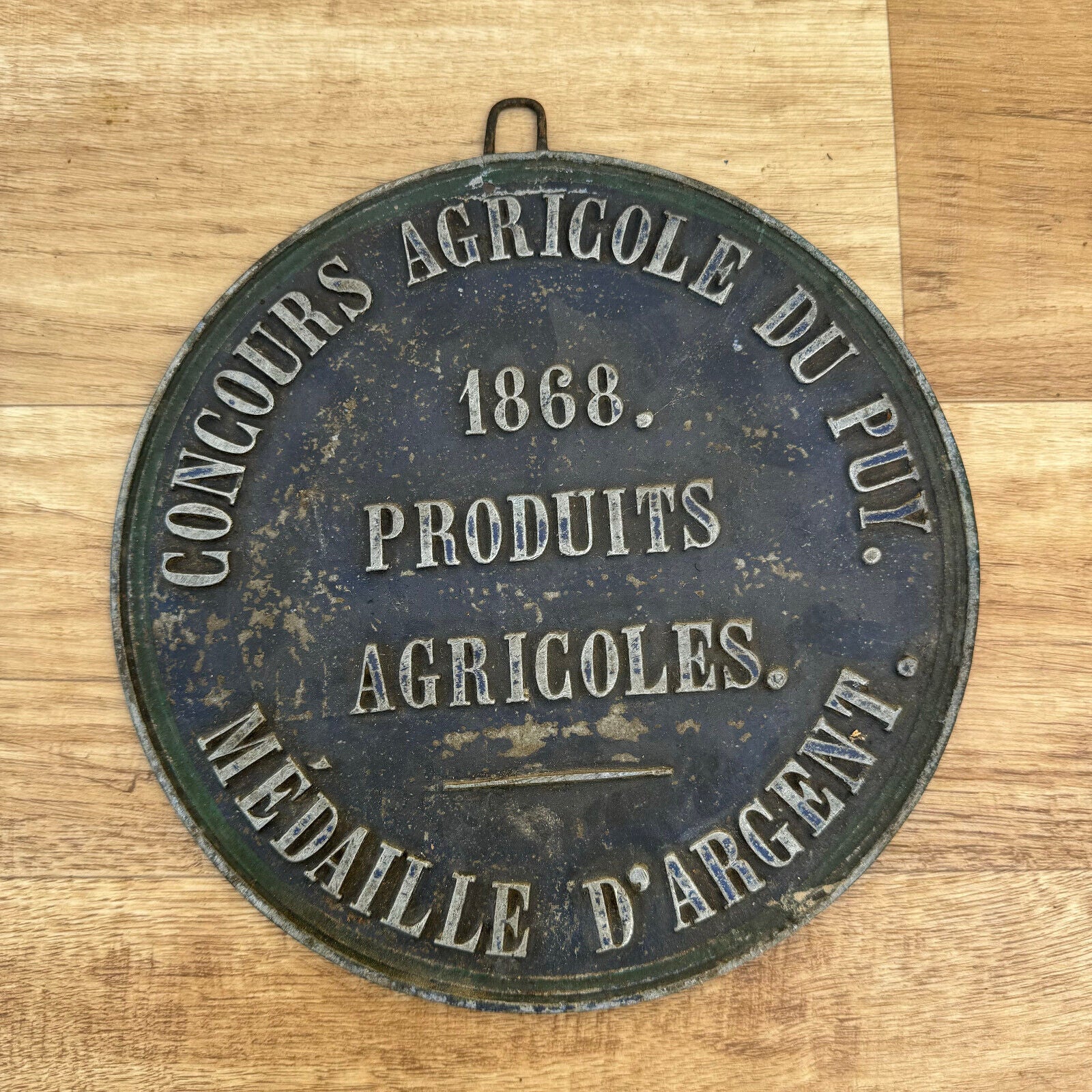 FRENCH VINTAGE AGRICULTURE PLAQUE TROPHY AWARD ANIMALS PRIZE SIGN 1868 0309244 - Fleamarketfrance