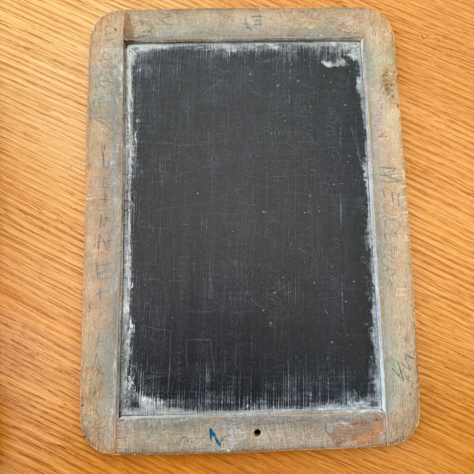 Vintage 2 Sided French Slate Board School Personal Chalk Board Slate 09022516 - Fleamarketfrance