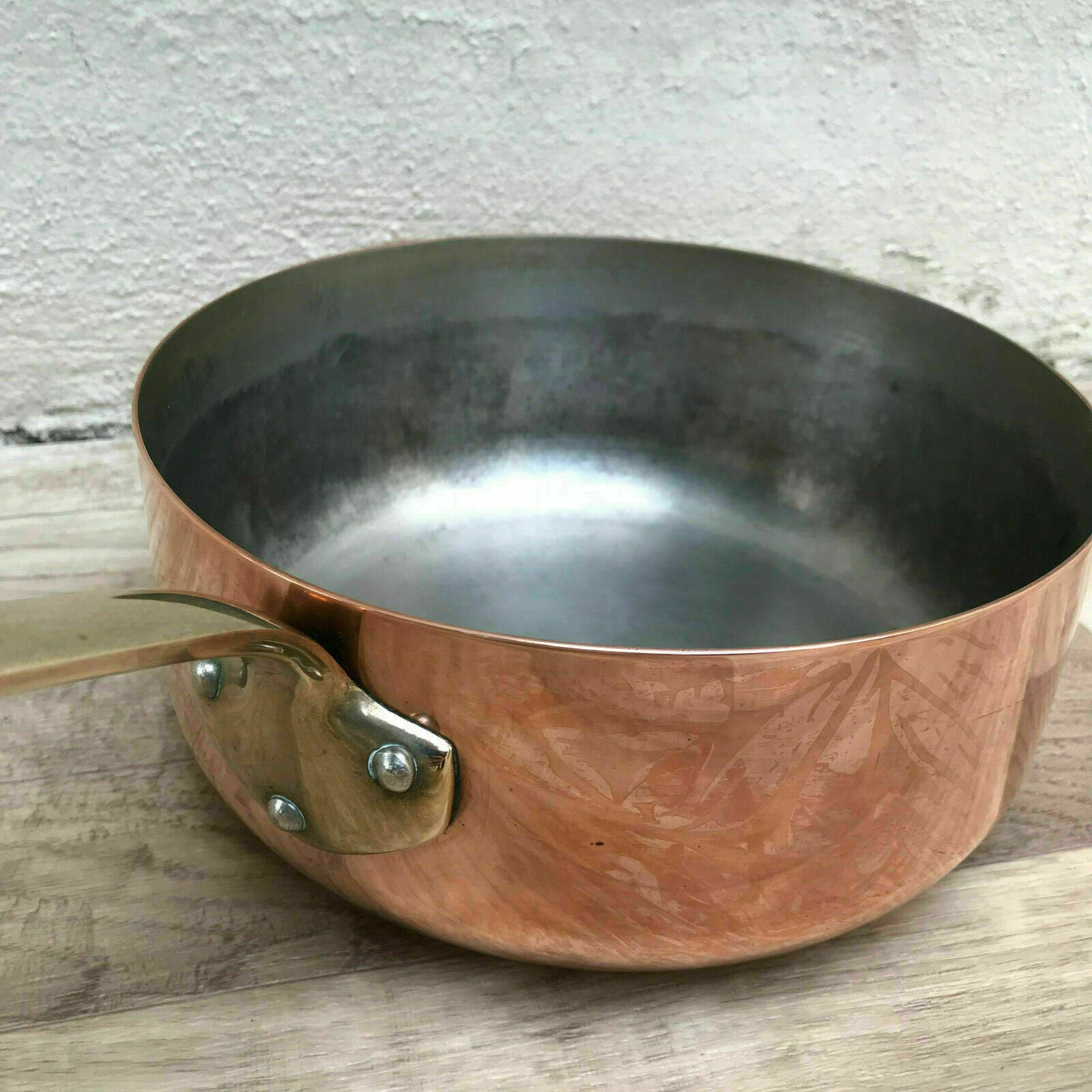 FRENCH Copper FRYING PAN TIN LINING 2mm 1304191 - Fleamarketfrance