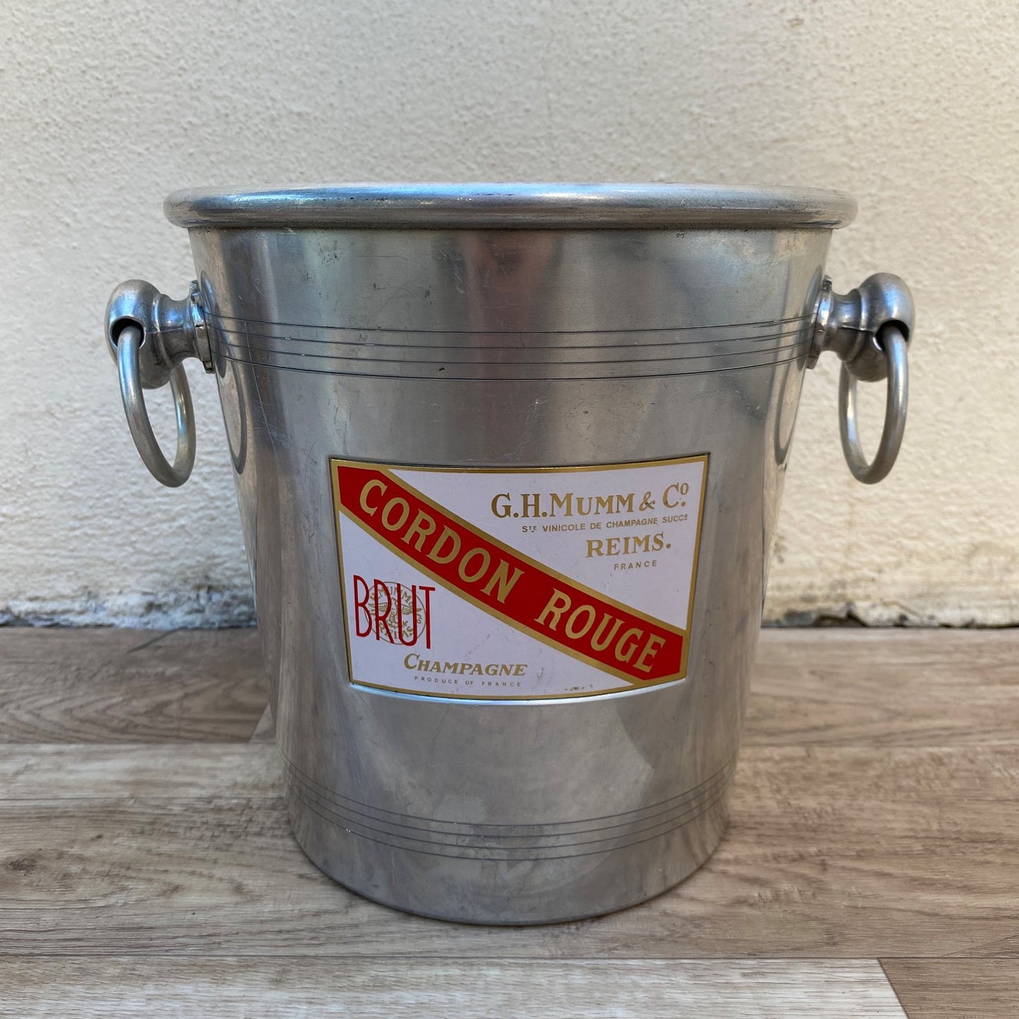 French Vintage Mumm Cordon Rouge Champagne Ice Bucket Silver Metal 04072611 Rothschild