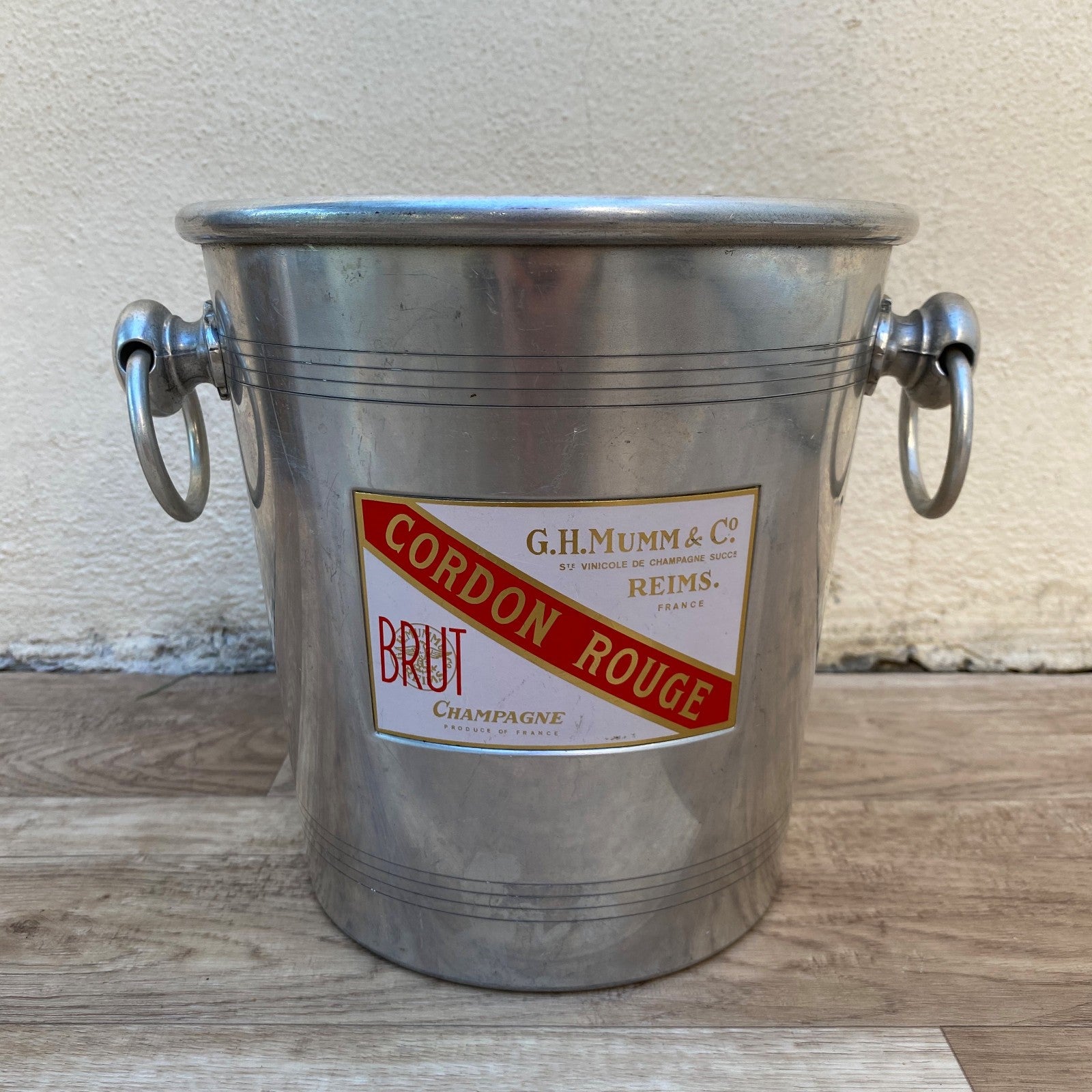French Vintage Mumm Cordon Rouge Champagne Ice Bucket Silver Metal 04072611 Rothschild