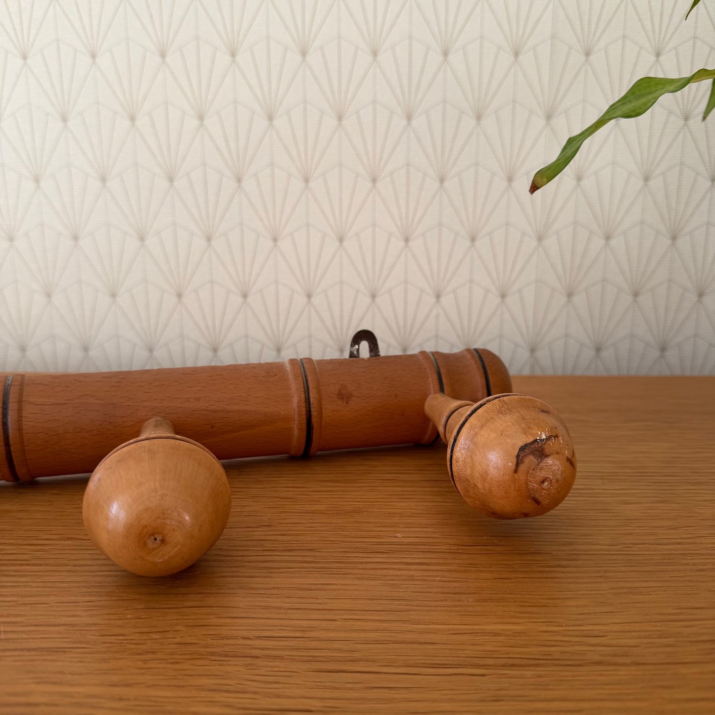 Antique French Coat Hook Hat 3 Pegs Hanger Faux Bamboo rack 0101268 Unbranded