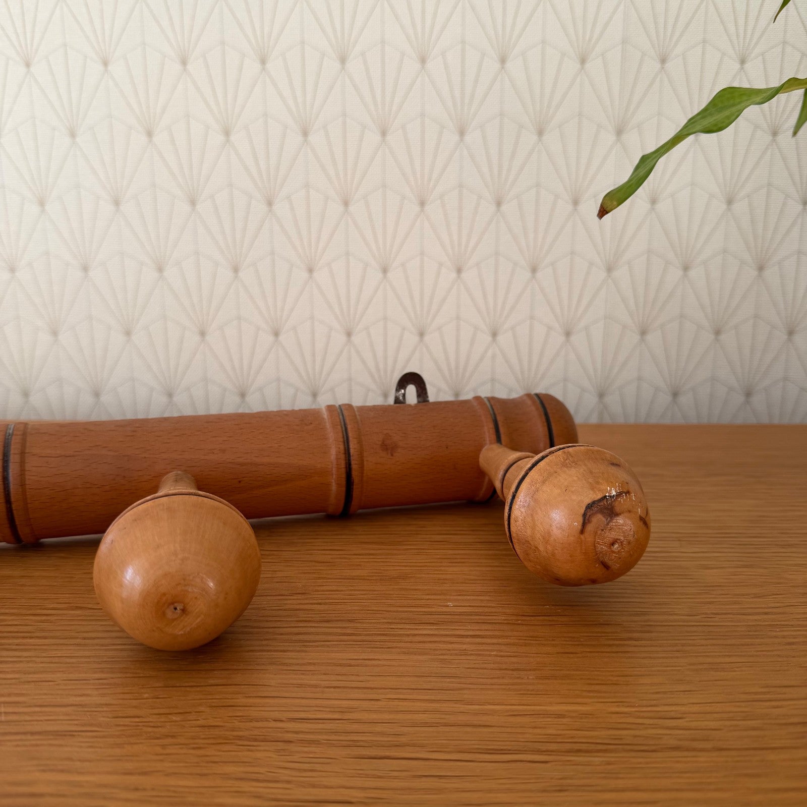 Antique French Coat Hook Hat 3 Pegs Hanger Faux Bamboo rack 0101268 Unbranded