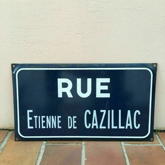 Vintage French Street Sign Rue Etienne de Cazillac Enamel Plaque Blue Fleamarketfrance