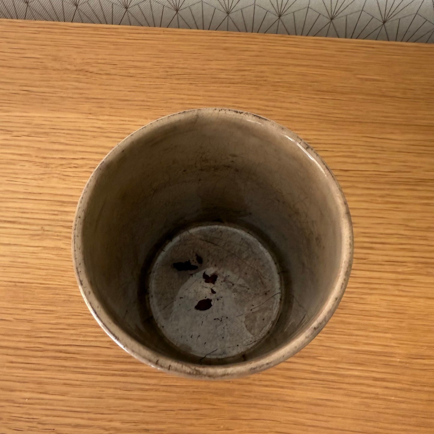 HANDMADE GLAZED BROWNISH ANTIQUE FRENCH JAM POT SMALL SARREGUEMINES 0809252