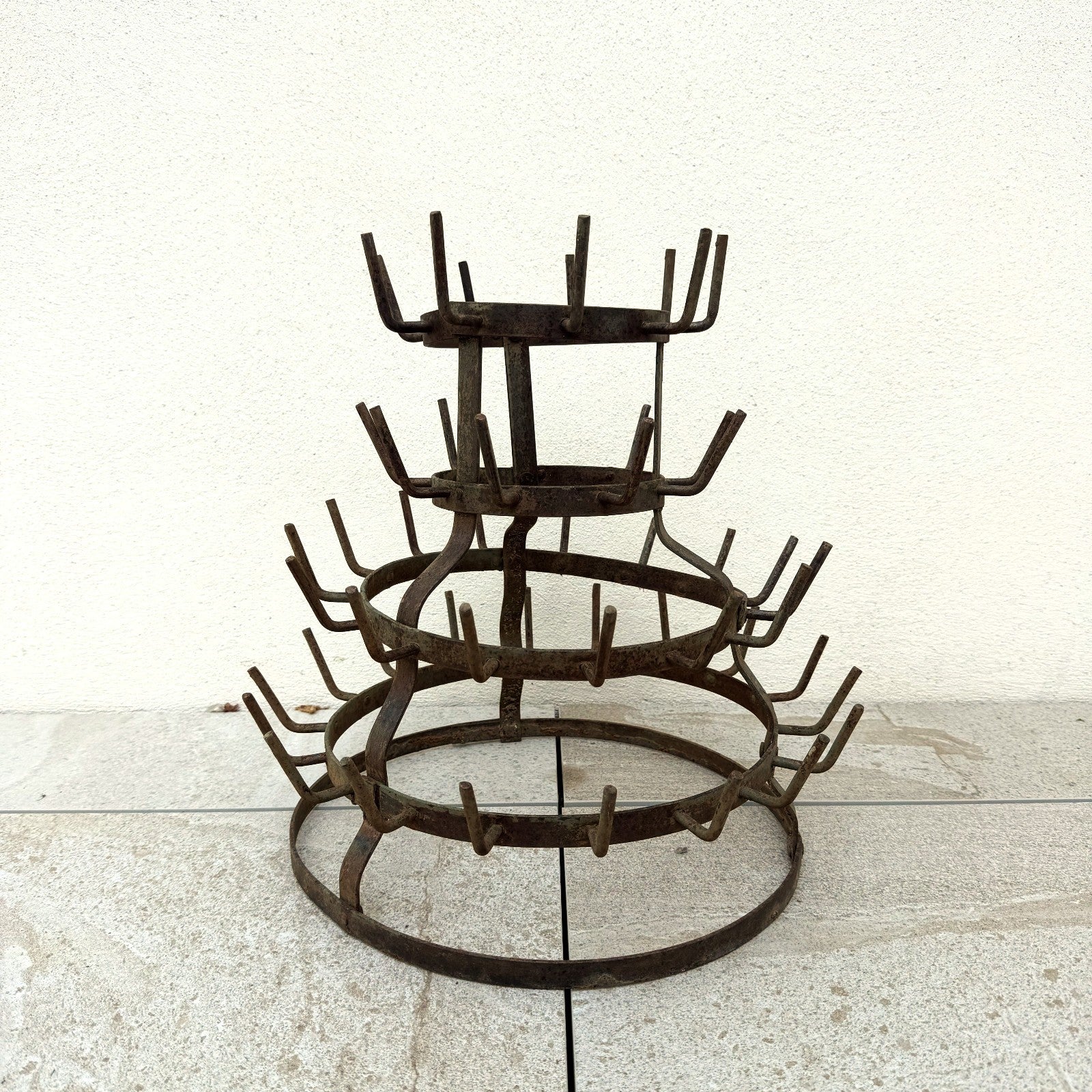 French Wine Bottle Drying Rack Wrought Iron Antique 1900s Vintage 2505262 Fleamarketfrance