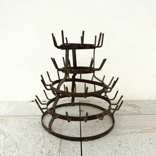 French Wine Bottle Drying Rack Wrought Iron Antique 1900s Vintage 2505262 Fleamarketfrance