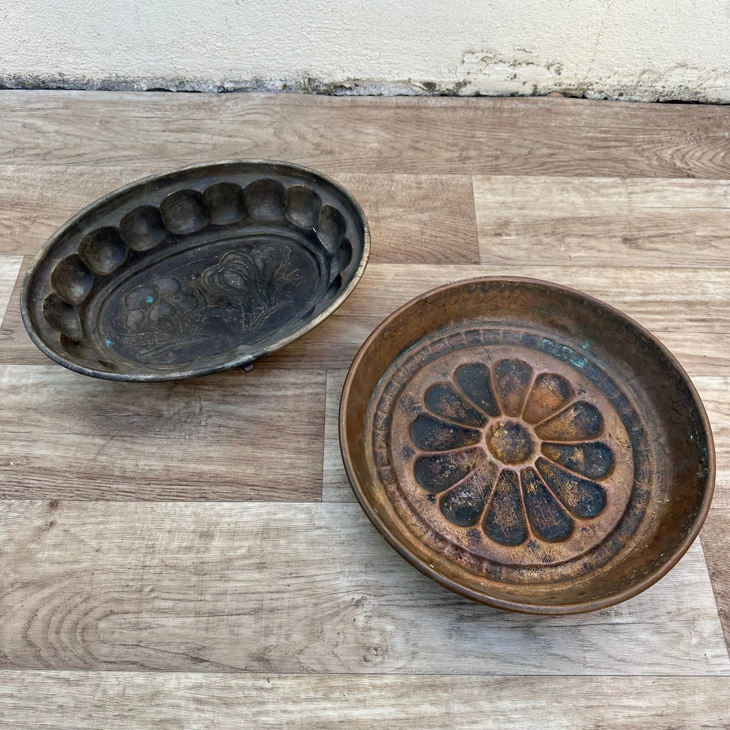 Vintage French Copper Molds Cake Jelly Aspic Baking Set of 2 24072312 Fleamarketfrance