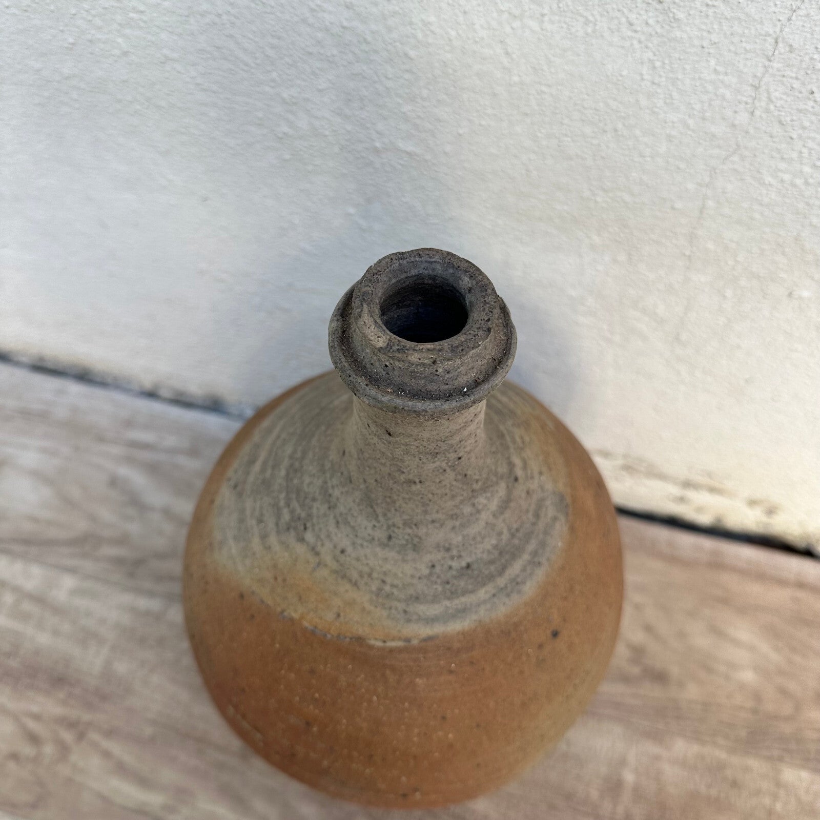 Antique French Stoneware Wine Bottle Salt Glazed Pottery 12" 1108231 Unmarked
