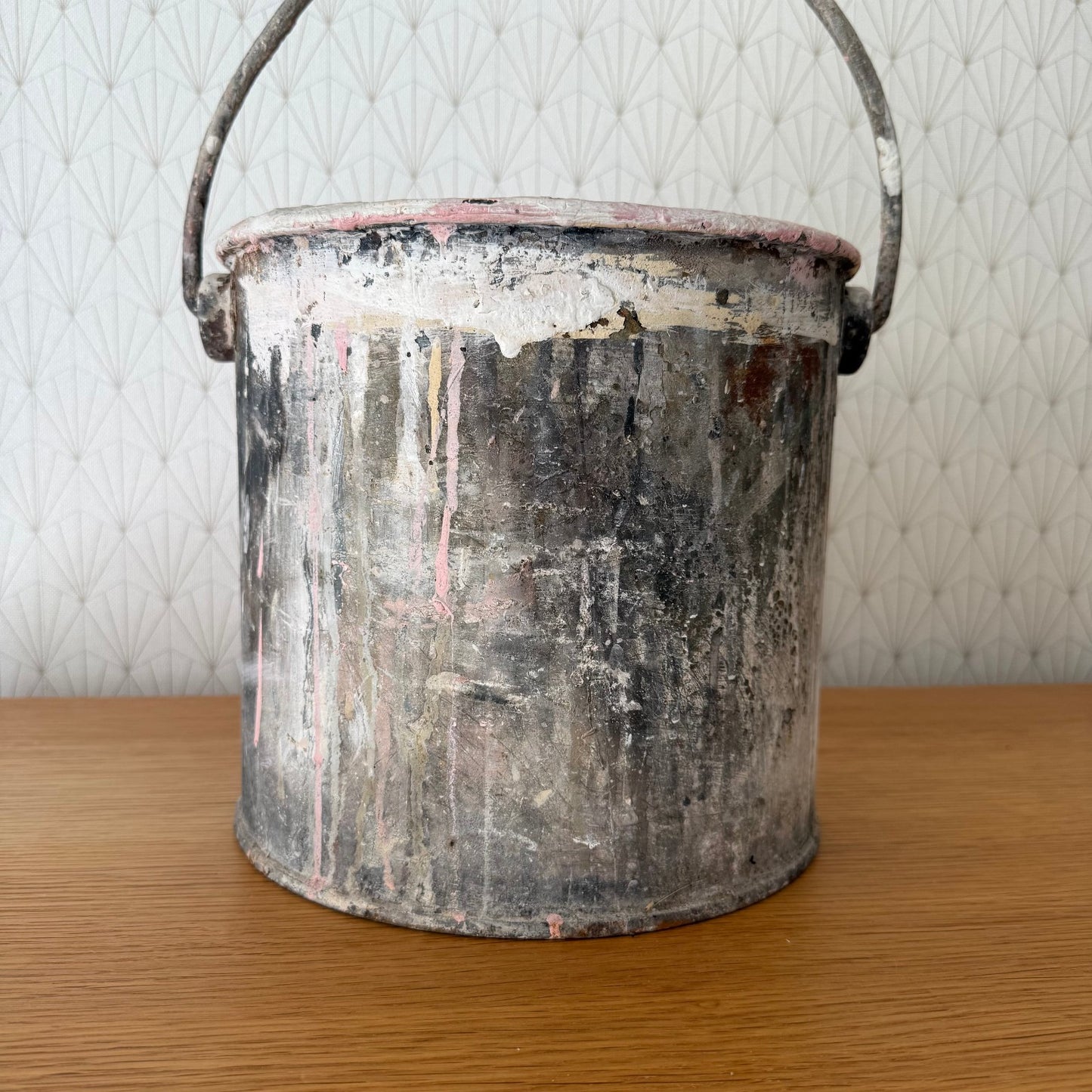 French Paint Bucket Vintage Industrial Metal Decorator Pot Handle 1310254 Fleamarketfrance : French vintage and antique decor