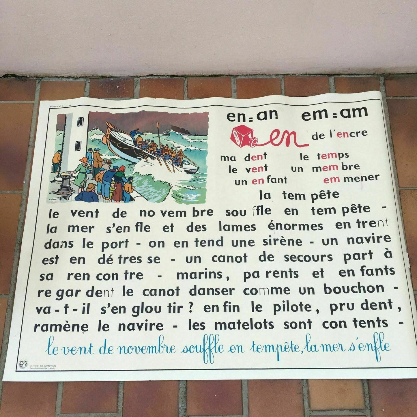 Vintage French School Poster Double Sided Teaching Chart Maritime Farm 2 Fleamarketfrance