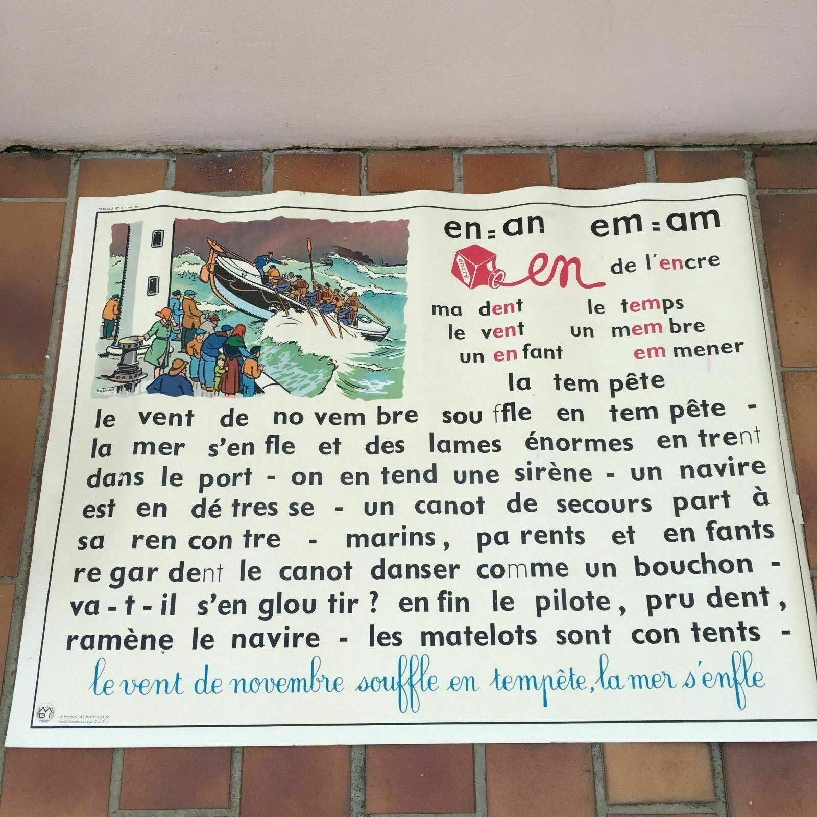 Vintage French School Poster Double Sided Teaching Chart Maritime Farm 2 Fleamarketfrance