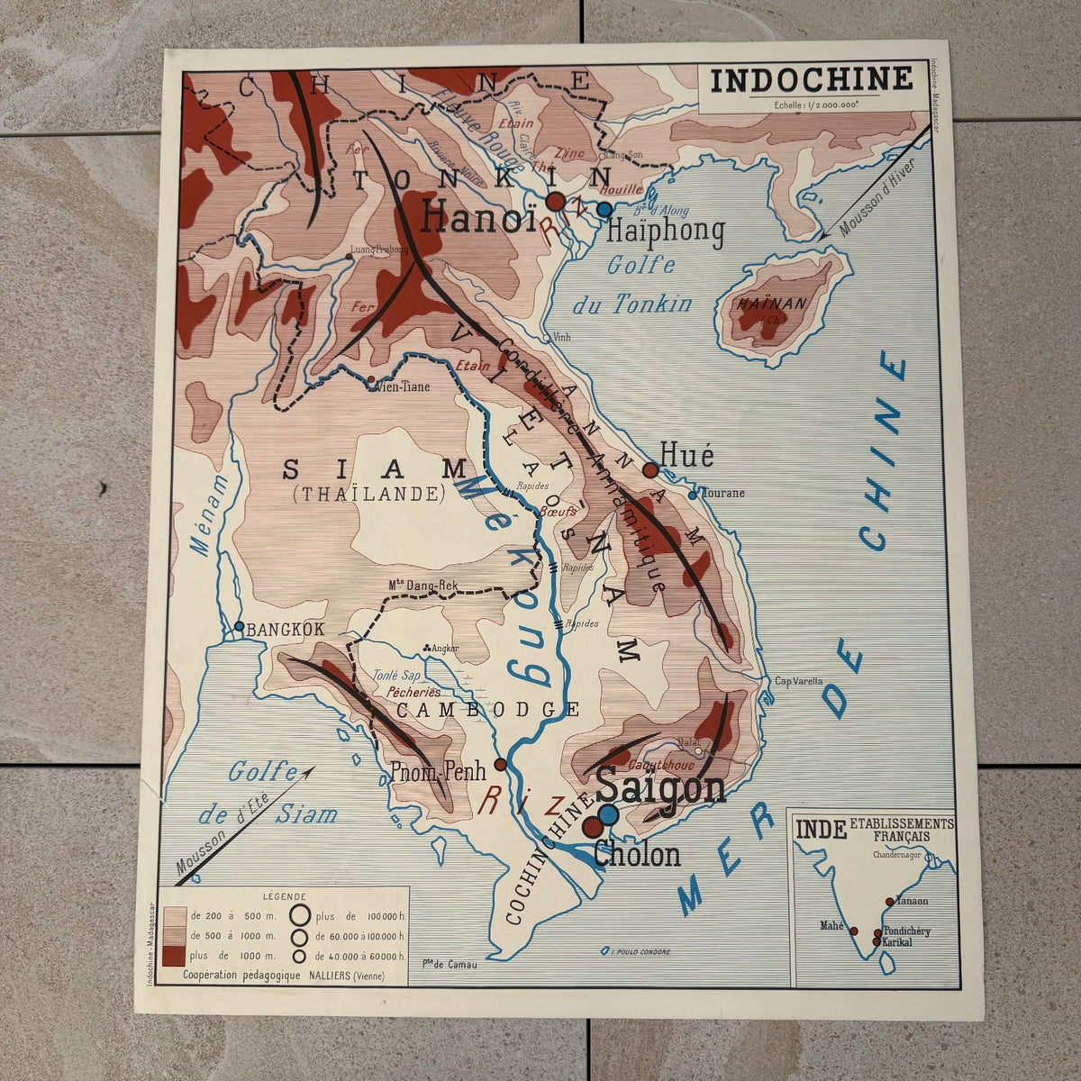 Vintage French Colonial Educational Map Poster Madagascar Indochine 20082615 Fleamarketfrance