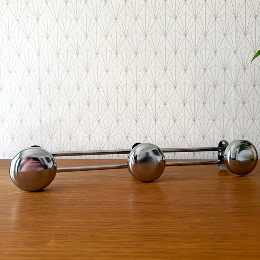 Vintage French Chrome Coat 3 Hooks Wall Mount Rack Metal Storage 1809261 Unbranded