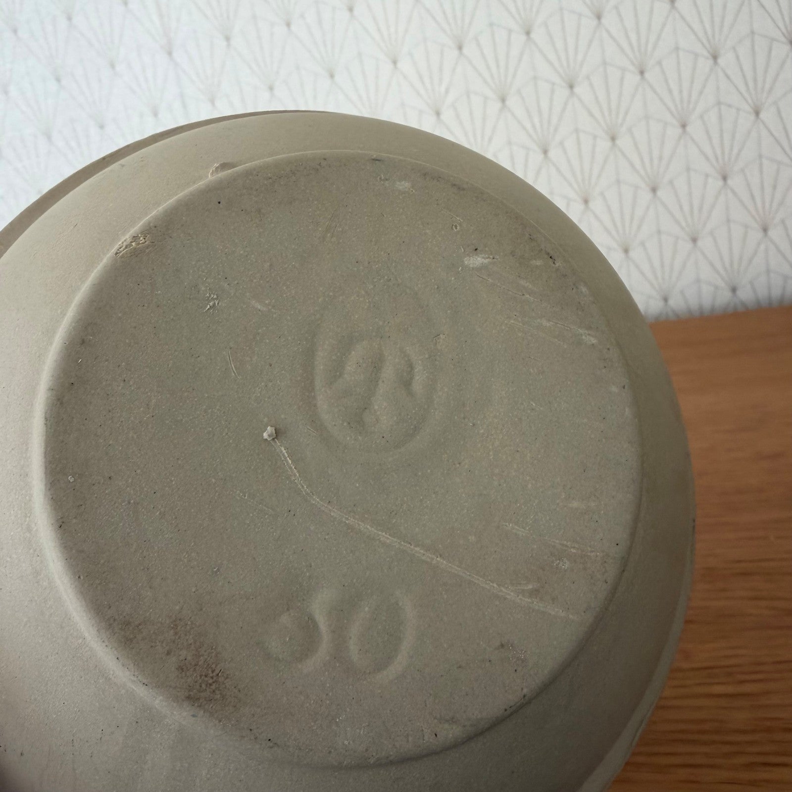 French Digoin Stoneware Mixing Bowl Vintage White Glazed 8.5" 1606268 Digoin