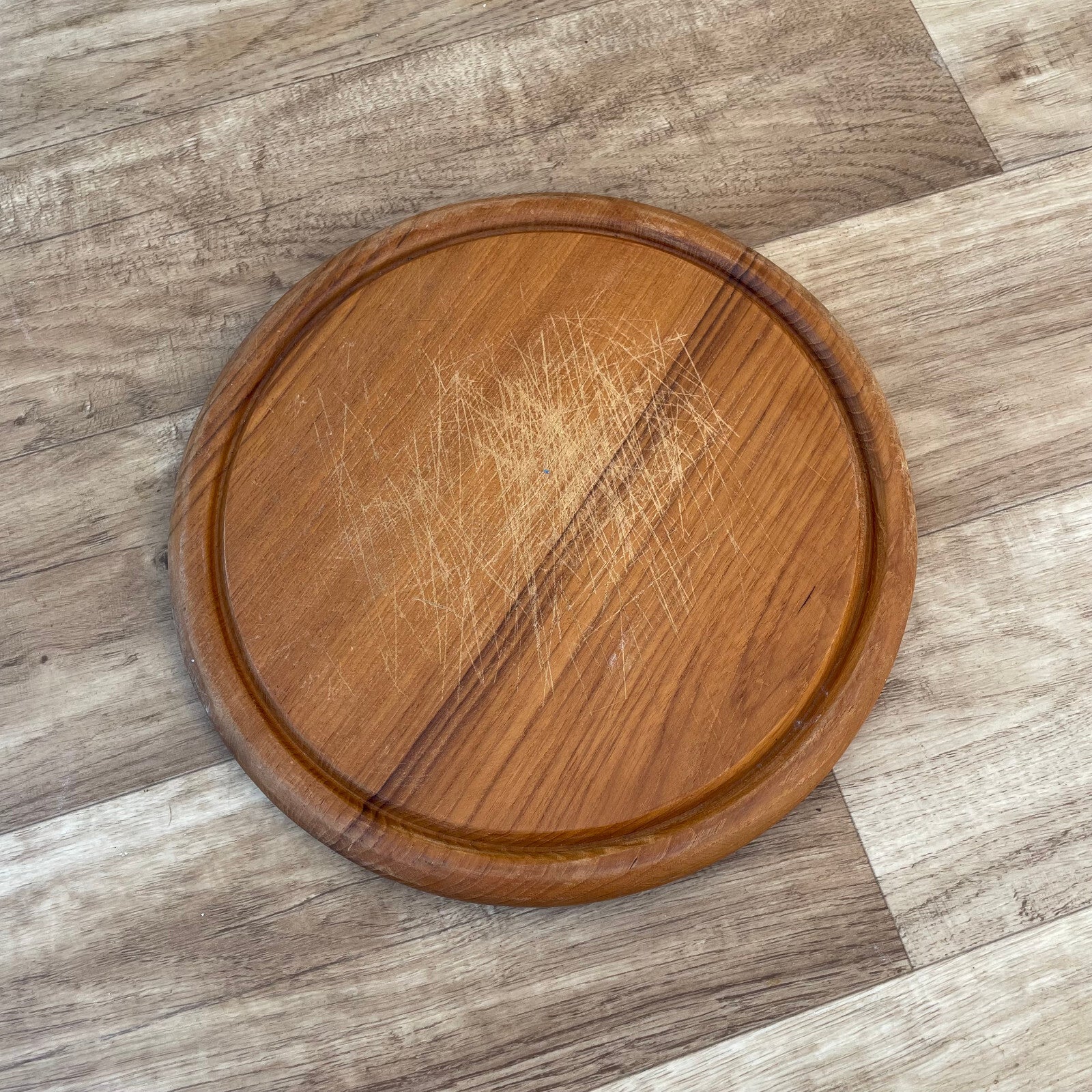 French Wooden Cutting Board Vintage Kitchen Round Wood Bread Board 22102411 Antique