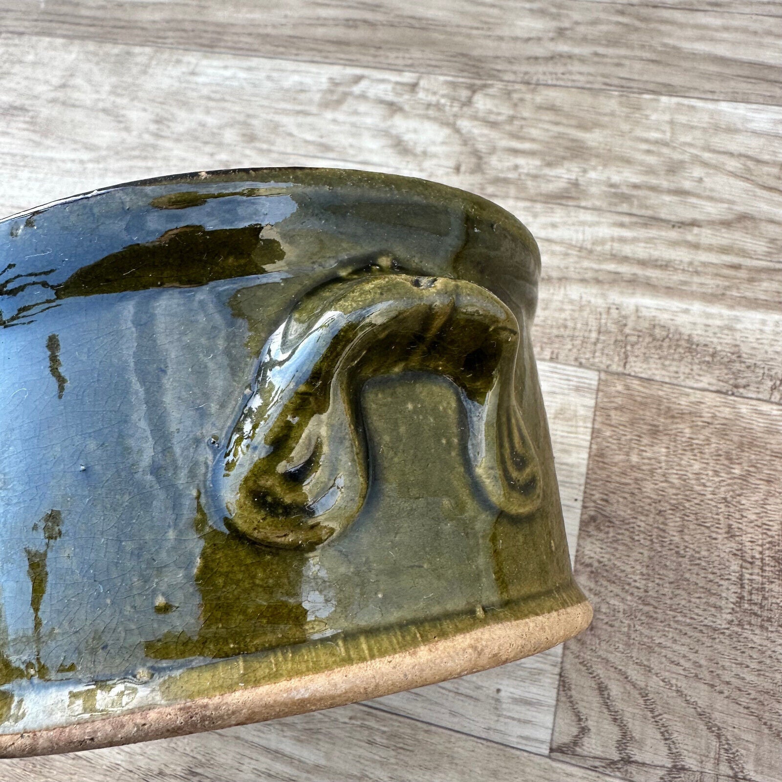 Vintage FRENCH GLAZED CLAY TERRINE 1302234 - Fleamarketfrance