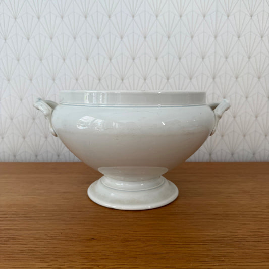 French Antique Soup Tureen Creil et Montereau White Faience 1509263 Fleamarketfrance