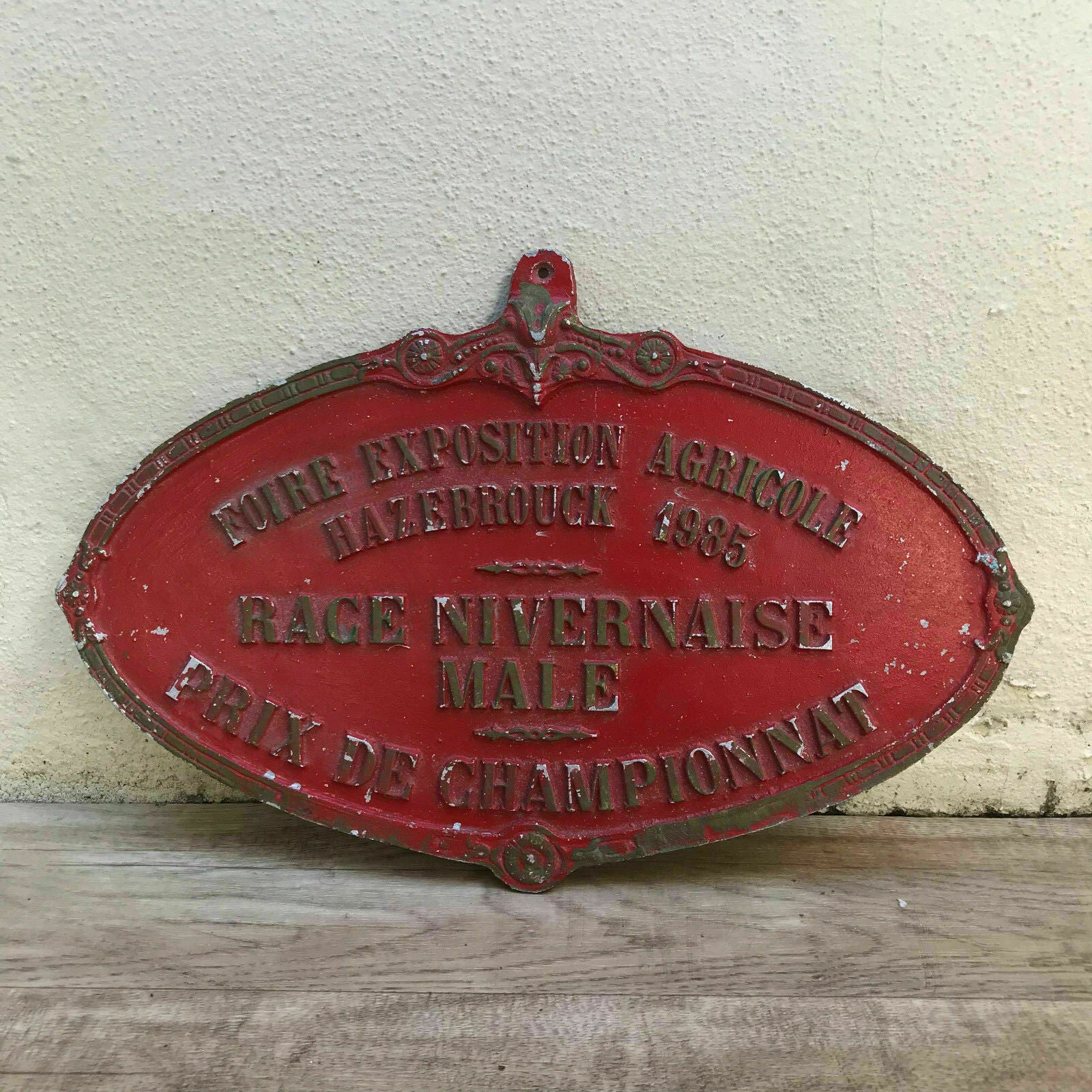 French Vintage Agricultural Trophy Award Plaque 1985 Animal Prize 2707187 Fleamarketfrance