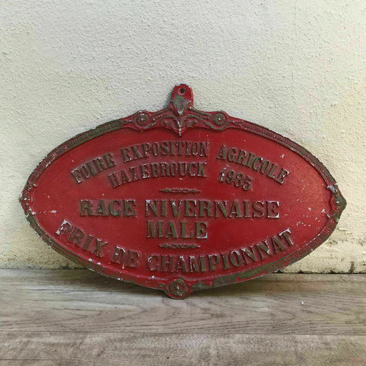 French Vintage Agricultural Trophy Award Plaque 1985 Animal Prize 2707187 Fleamarketfrance