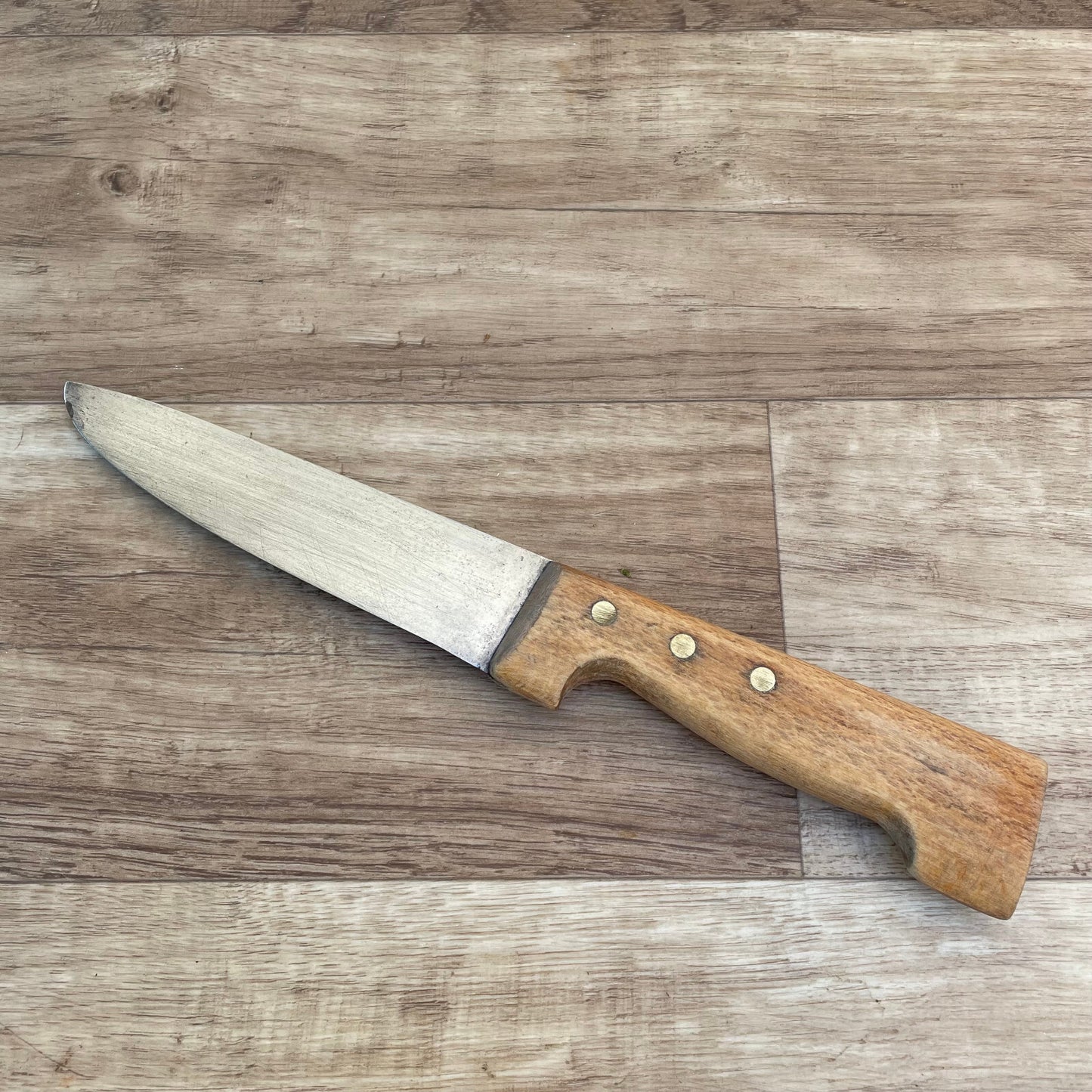 Vintage French Butcher Knife Carbon Steel Wood Handle 10.5" Kitchen 2303256 Unbranded