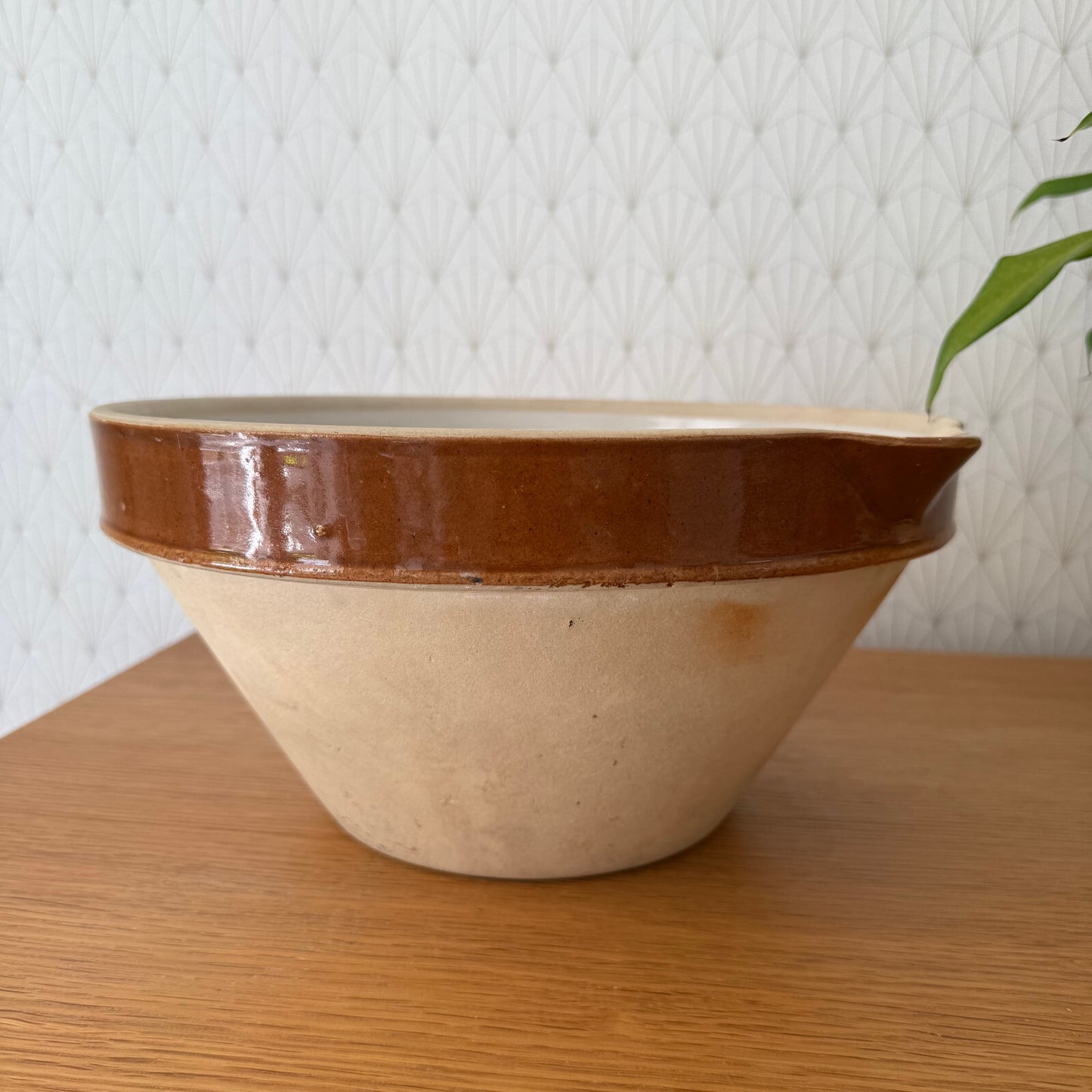 VINTAGE FRENCH GLAZED STONEWARE DIGOIN MIXING BOWL TERRINE TIAN 12 1/4" 1906254