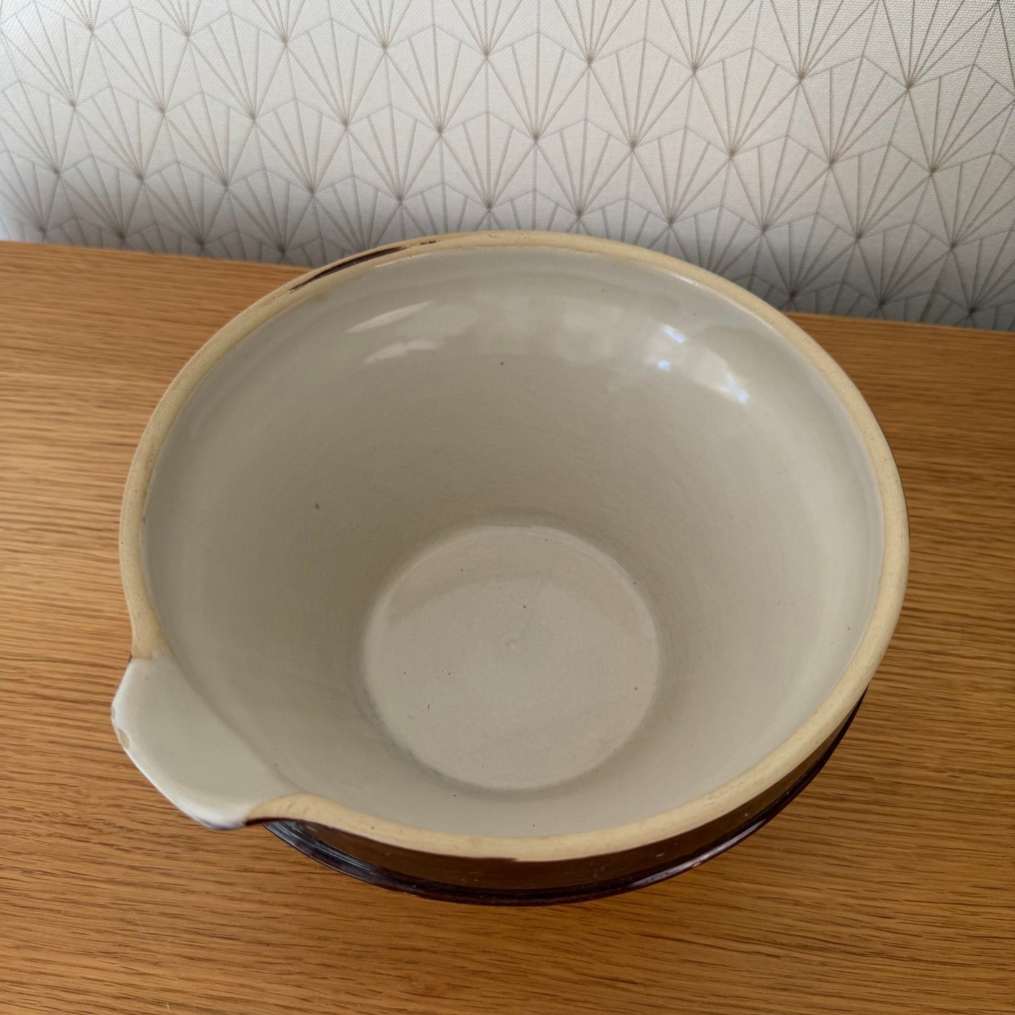 VINTAGE FRENCH STONEWARE SALAD MIXING BOWL TERRINE TIAN DIGOIN 9 1/2" 2210258