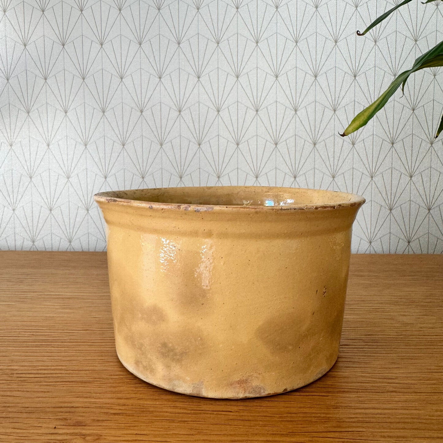 HANDMADE GLAZED YELLOW FRENCH CONFIT JAM POT SMALL TERRACOTTA  1506242 - Fleamarketfrance