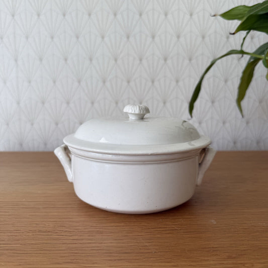 Vintage White FRENCH SARREGUEMINES  foie gras TERRINE 11012512 - Fleamarketfrance