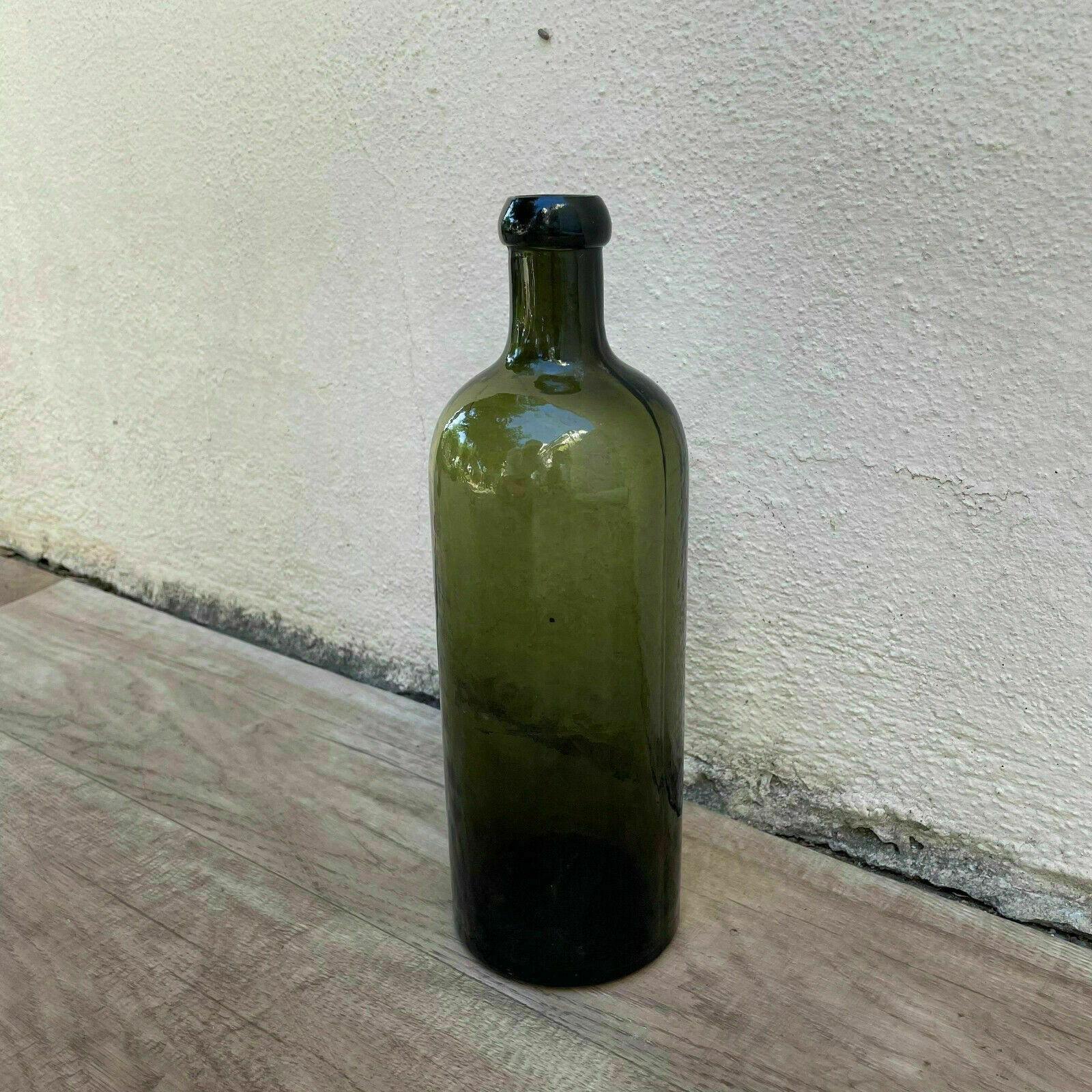 Antique French Green Glass Wine Bottle 1920s Vintage Hand Blown 0803221 Fleamarketfrance