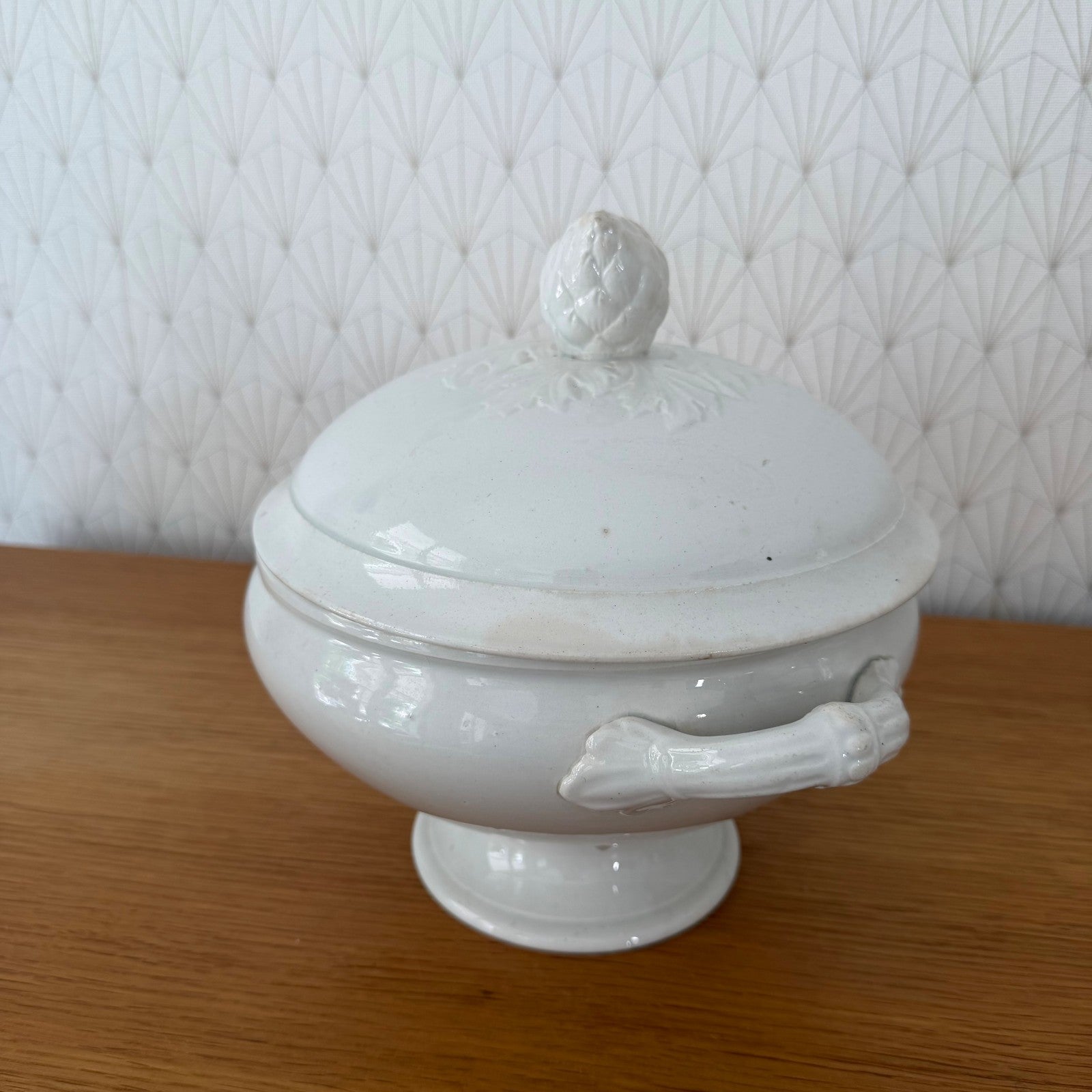 Antique French Soup Tureen White Ceramic Footed Bowl 1408263 Fleamarketfrance