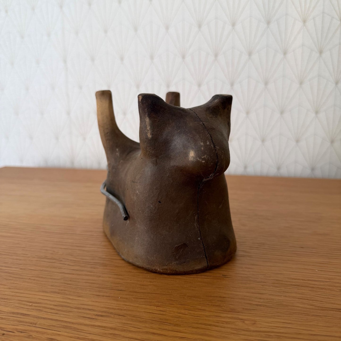 French Easter Lamb Mold Glazed Terracotta Vintage Pottery 10062615