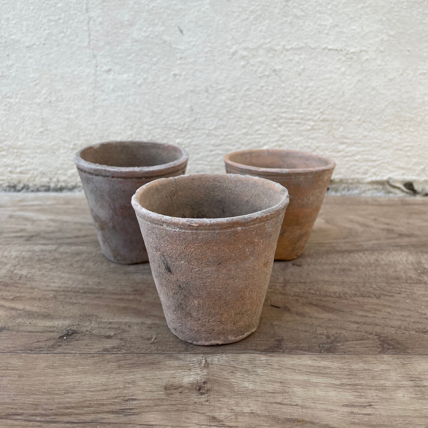 Vintage French Lot of 3 Terracotta Pots Planter Flowers 1403256 Fleamarketfrance