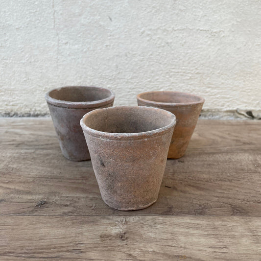 Vintage French Lot of 3 Terracotta Pots Planter Flowers 1403256