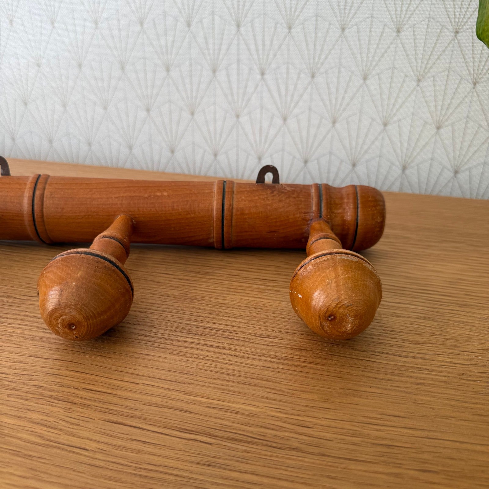 Antique Wooden French Coat Hook Hat 3 Pegs Hanger Faux Bamboo rack 1807252 Unbranded