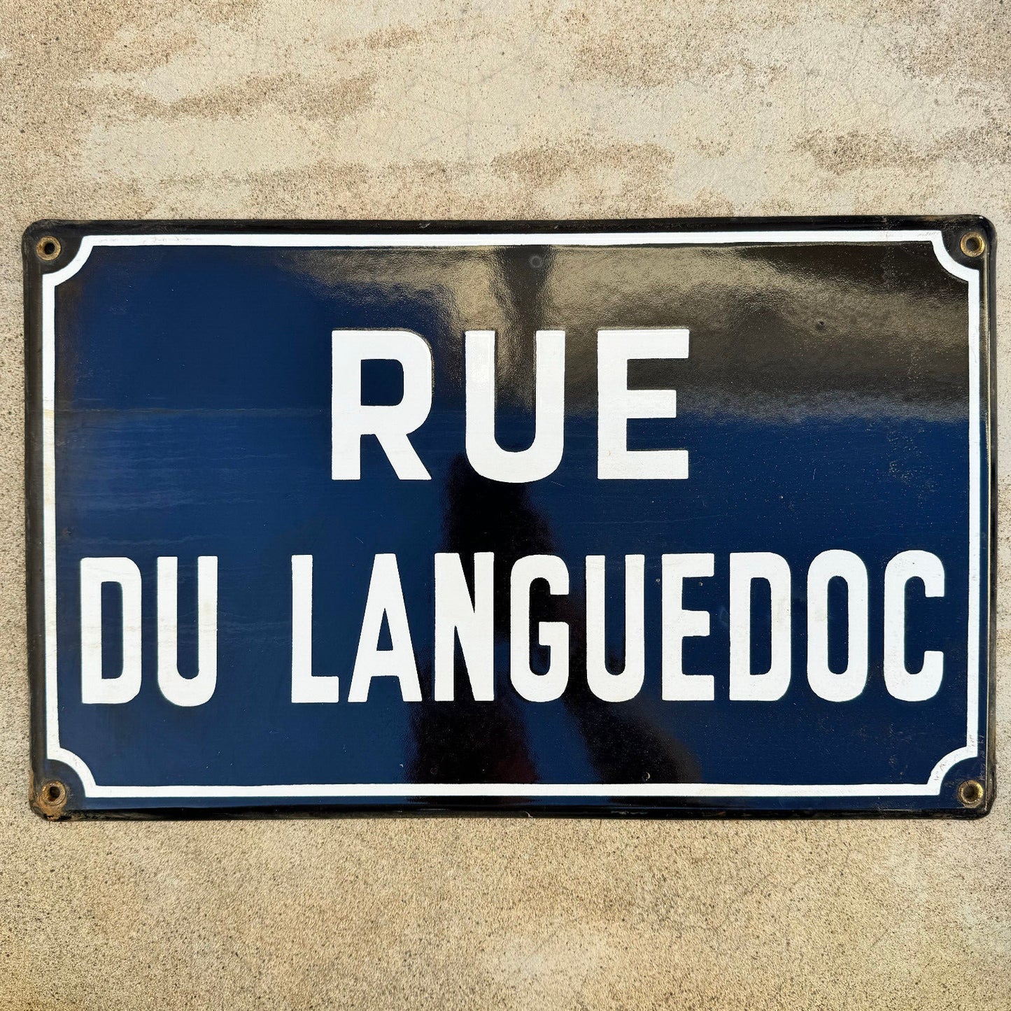 Vintage French Street Sign Rue du Languedoc Blue Enamel Plaque 13042427 Fleamarketfrance