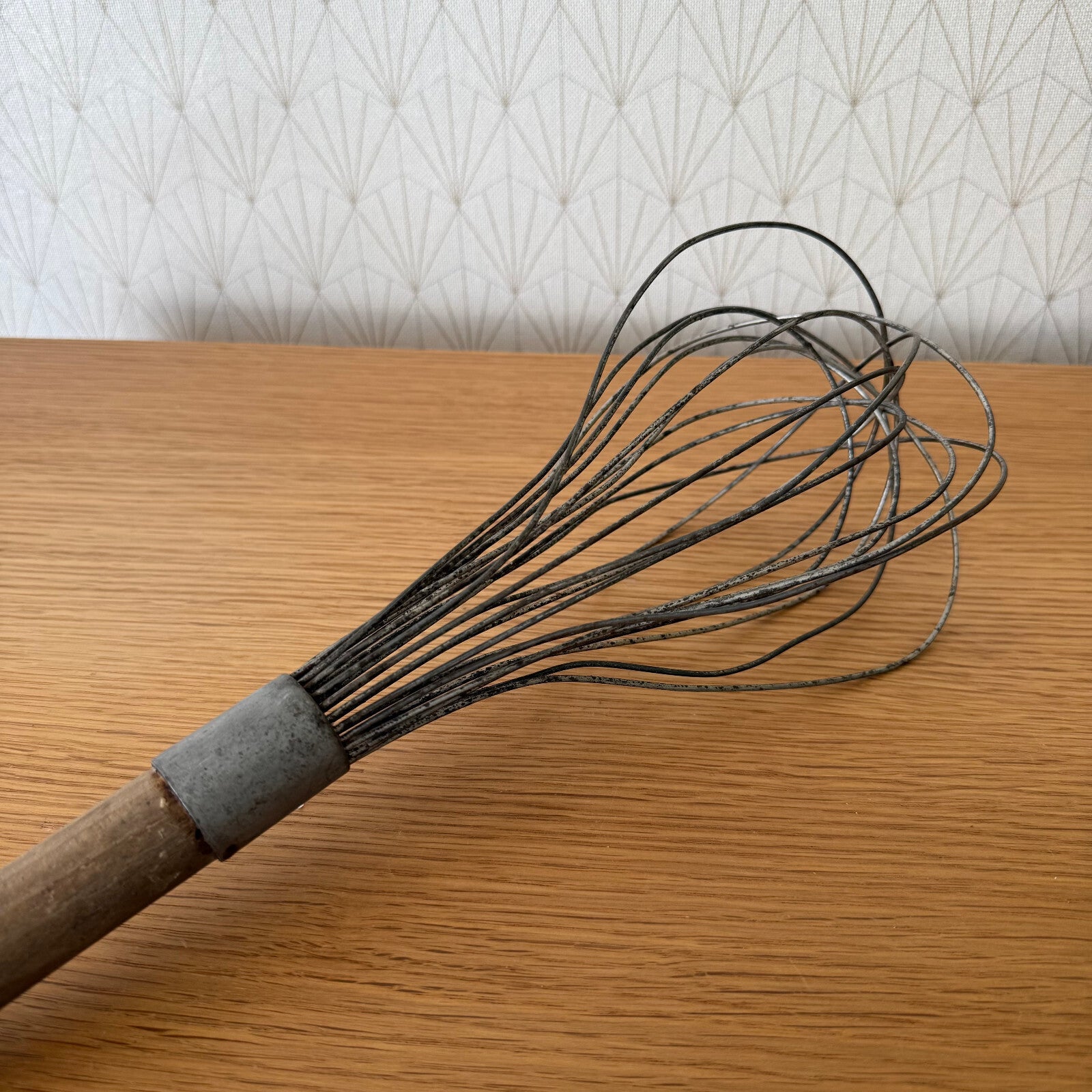 Vintage French Wire Whisk Wood Handle Professional Baker 15" 2704251 Unbranded