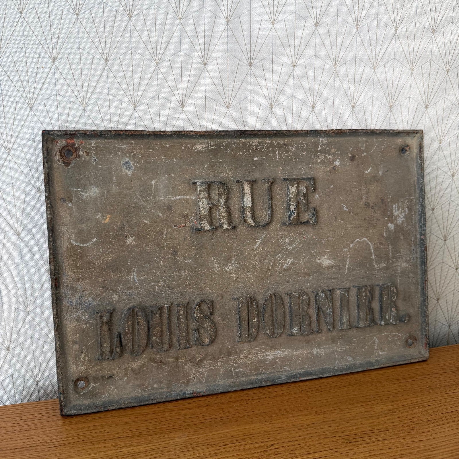 Antique French Cast Iron Street Sign Rue Louis Dornier 0107268 Fleamarketfrance