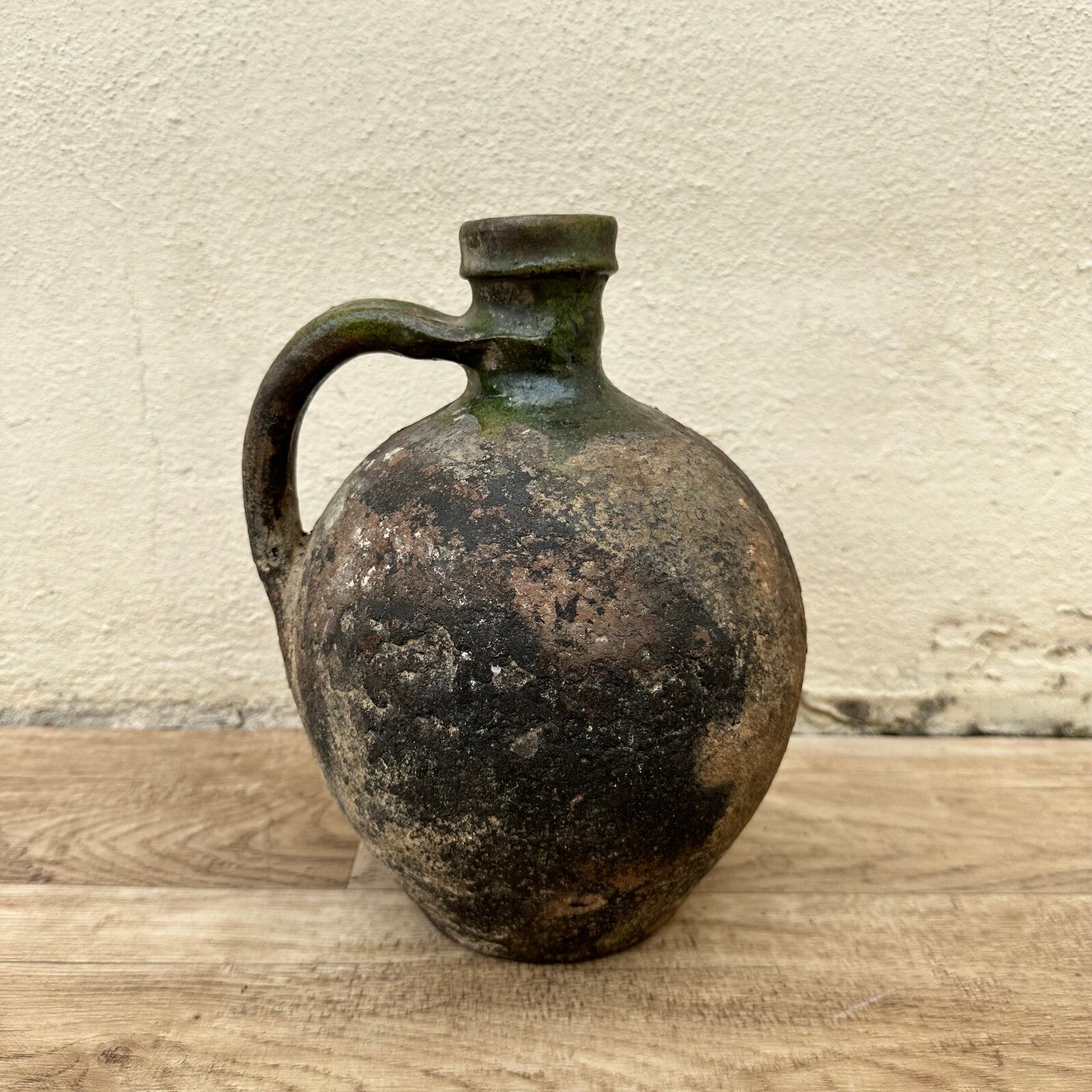 Antique French Terracotta Jug Water Pitcher Rustic Pottery 1850s 04052319 Unmarked