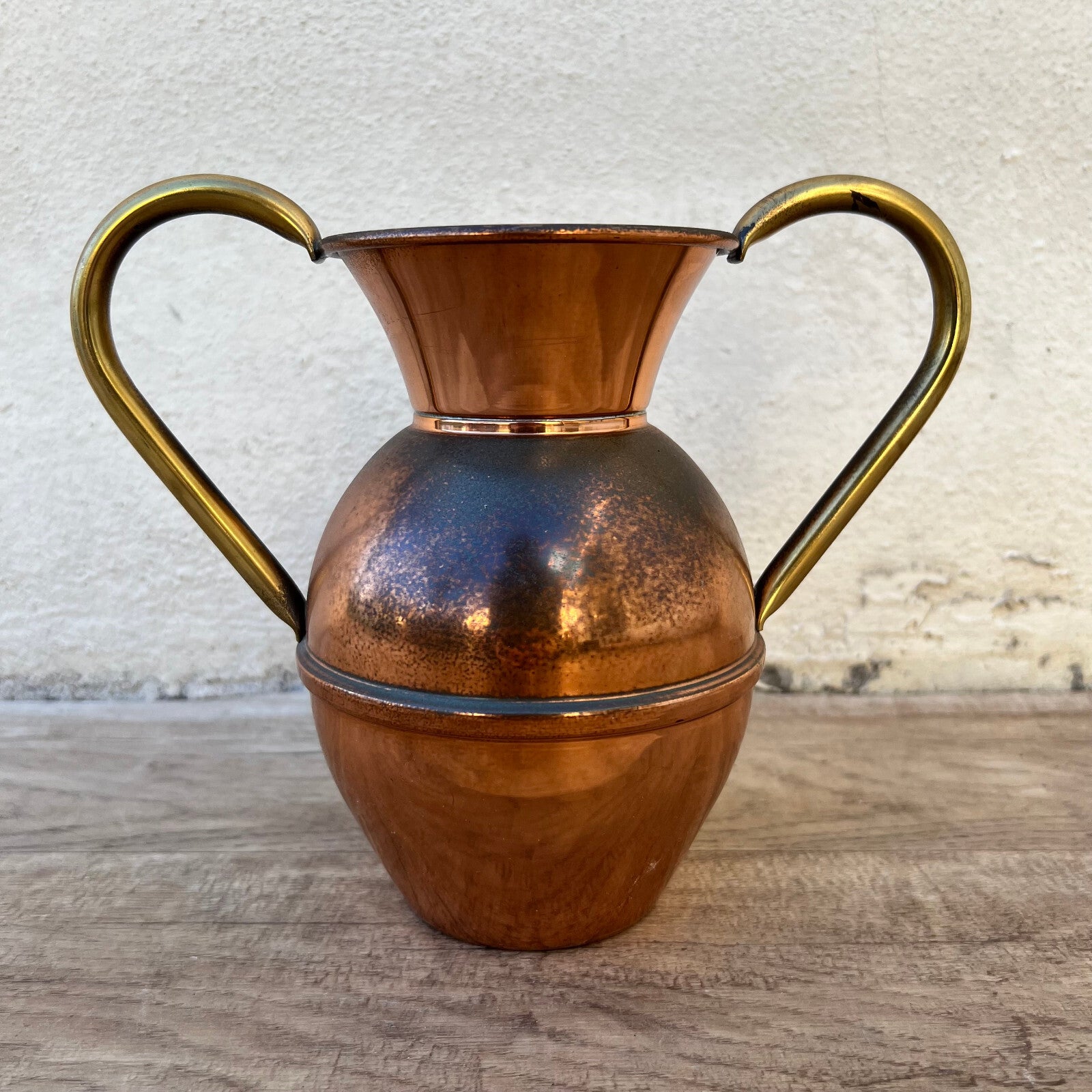 French Copper Vase Villedieu Hammered Two Handles Vintage Pitcher 26052228 Fleamarketfrance