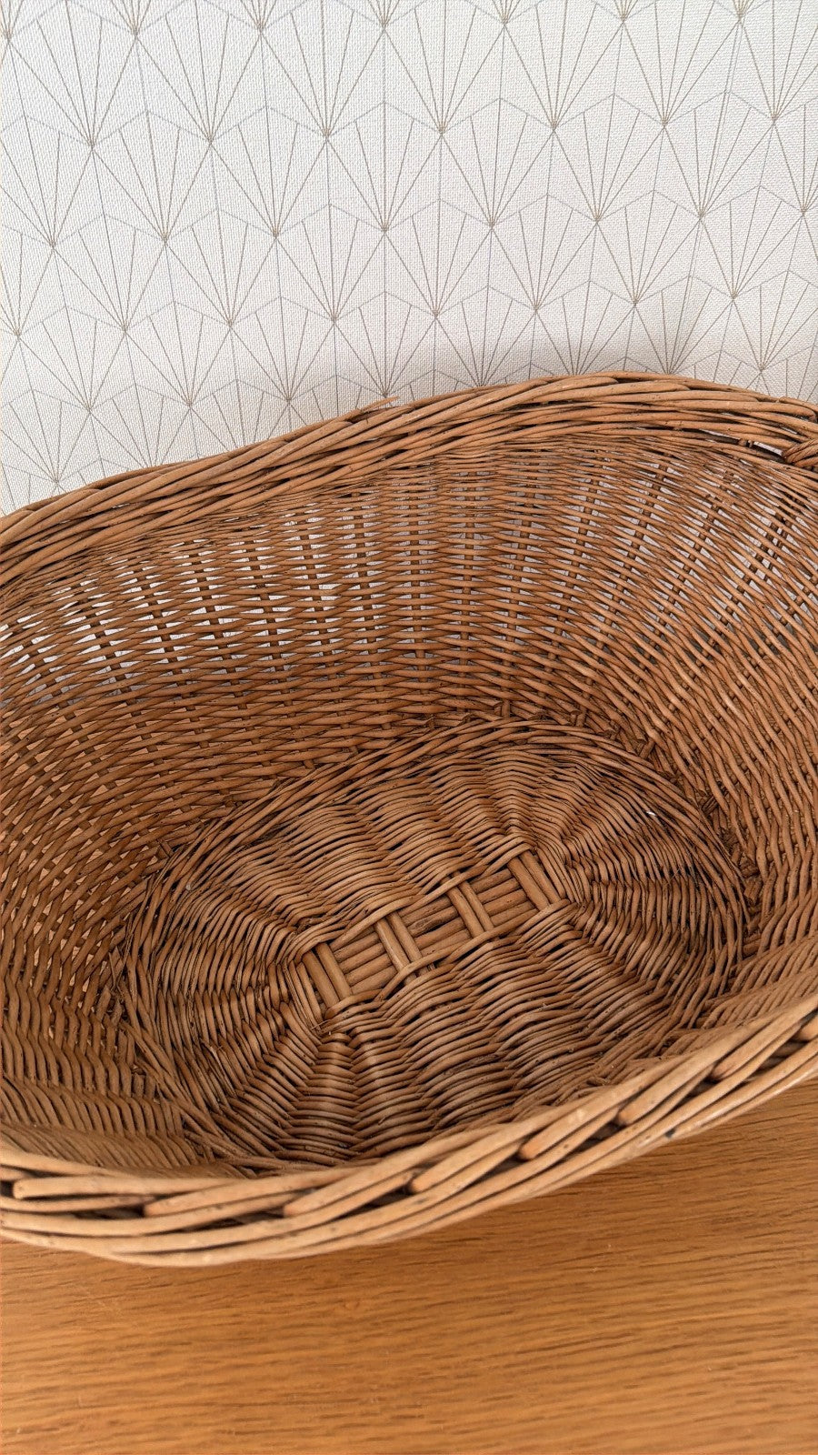 French Wicker Laundry Basket Vintage Rattan Storage Handles 140826 Unbranded