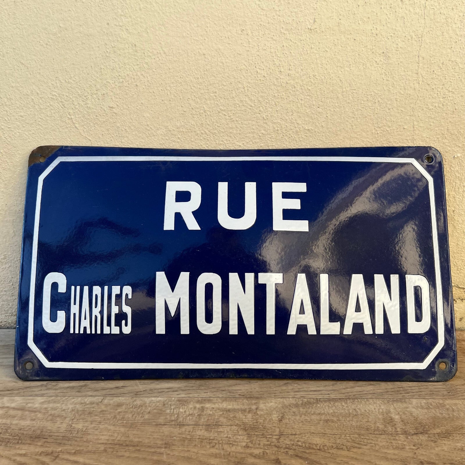 Vintage French Street Sign Rue Charles Montaland Blue Enamel Plaque 0903252 Fleamarketfrance