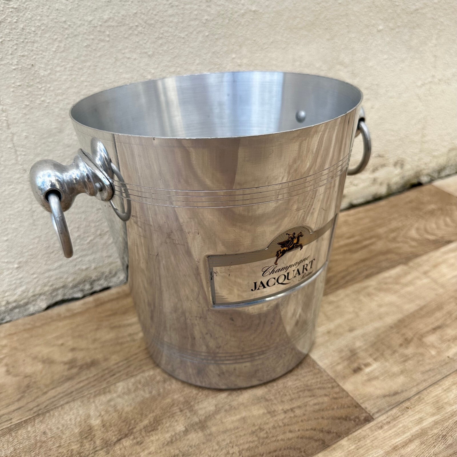 French Champagne Ice Bucket Jacquart Reims Silver Metal Vintage 12092419 Jacquart