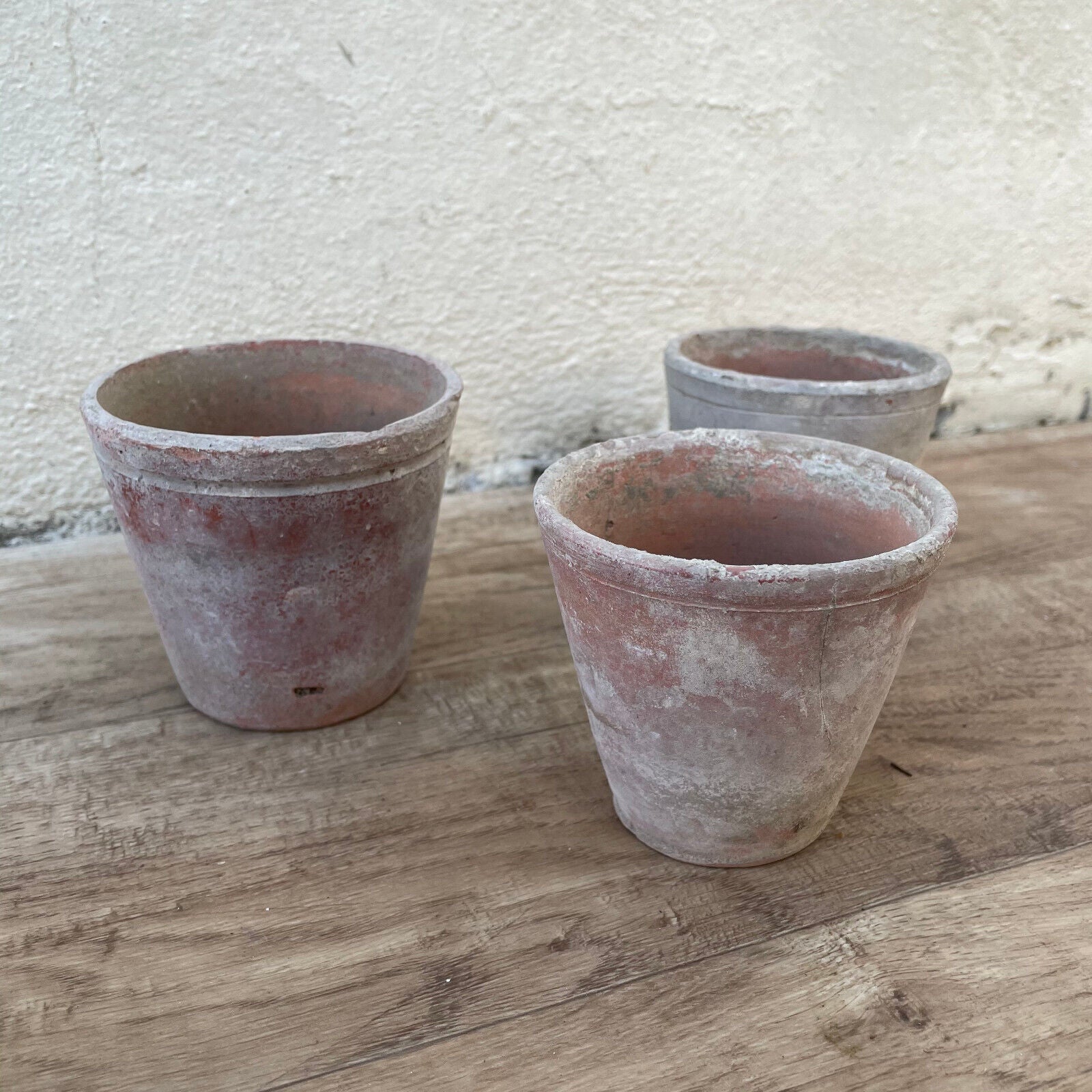 Vintage French Lot of 3 Terracotta Pots Planter Flowers 1403254 Fleamarketfrance