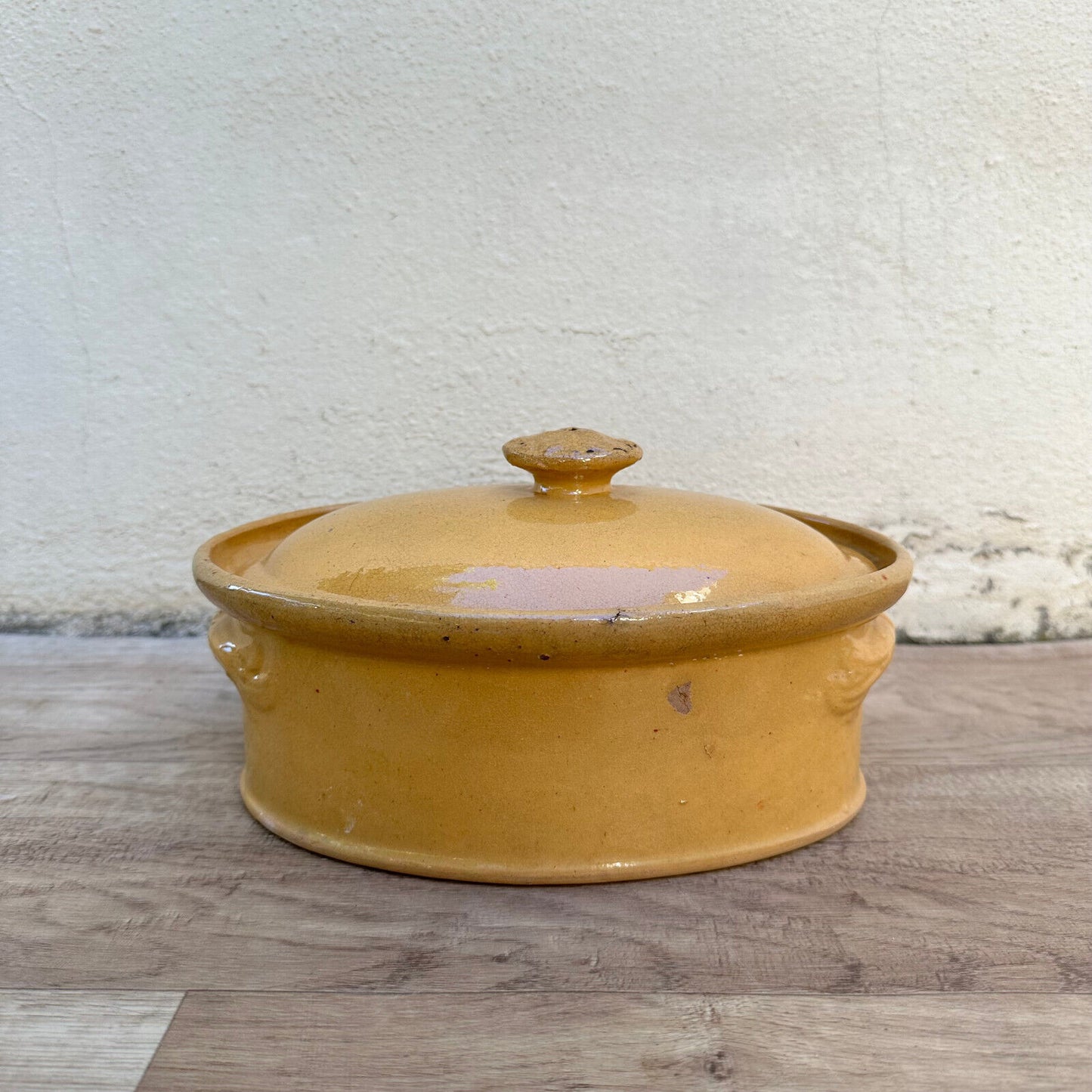 Vintage FRENCH GLAZED LIDDED CLAY TERRINE 1108236 - Fleamarketfrance