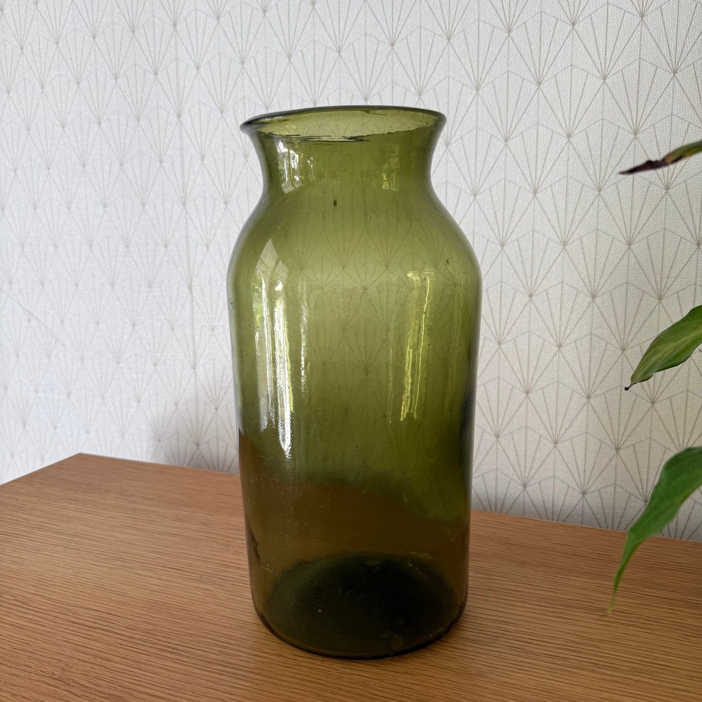 Antique French Hand Blown Green Glass Pickling Truffle Bocal Jar 12 1/4"08092511