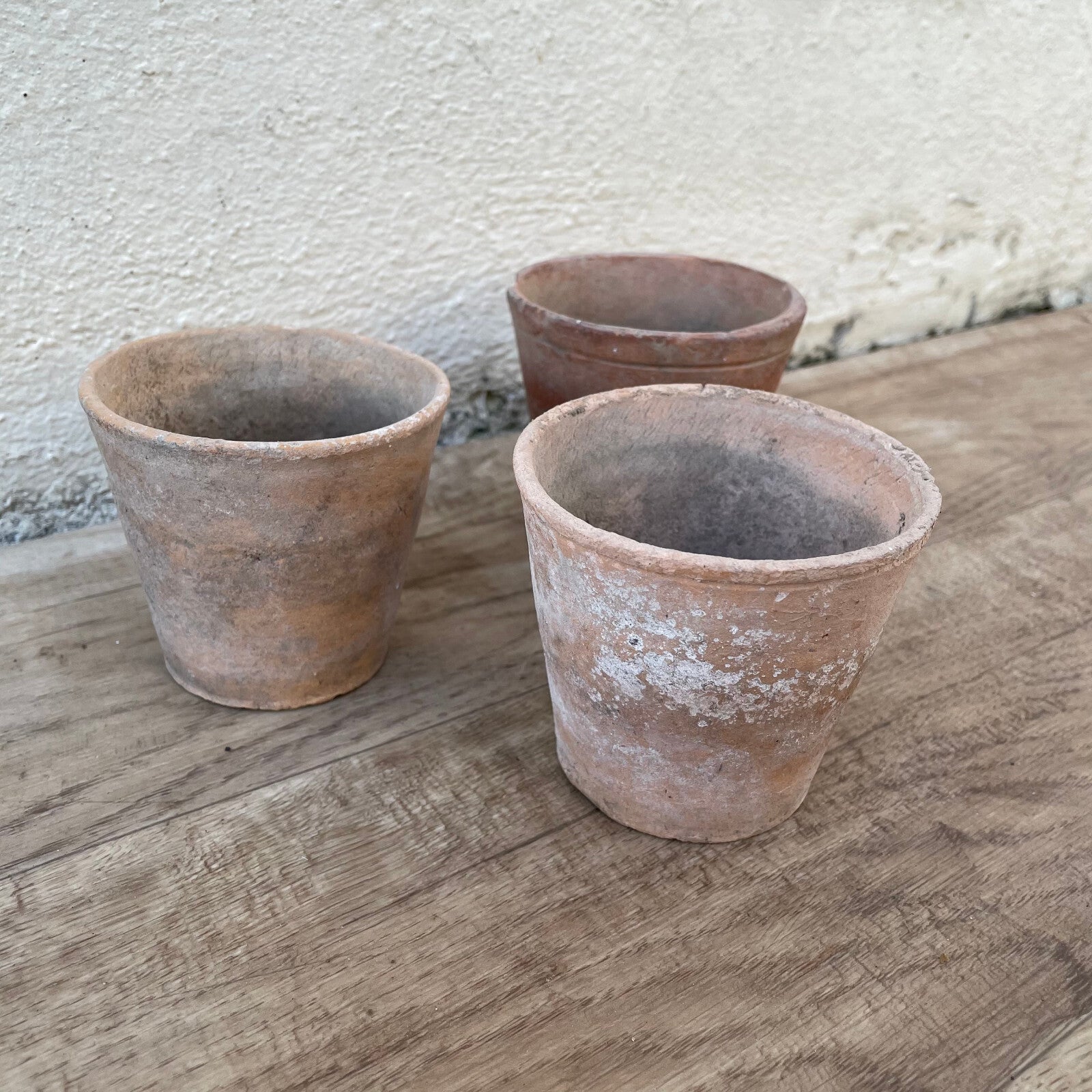 Vintage French Lot of 3 Terracotta Pots Planter Flowers 2504251 Fleamarketfrance